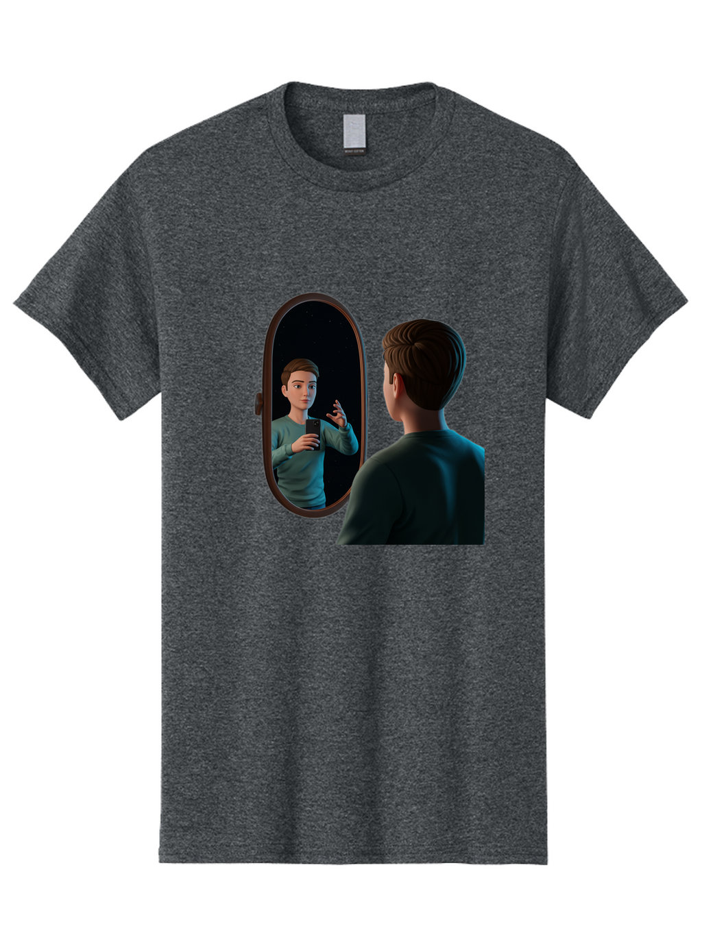 Man-Looking-Into-Mirror Men'S Graphic Tee, 100% Cotton, Comfortable Casual Summer Wear, Machine Washable, Vintage Camera, Old Camera, Antique Camera, Black Camera, Classic Photography, Photography Equipment, Nostalgic Device, Film Camera, Bam828