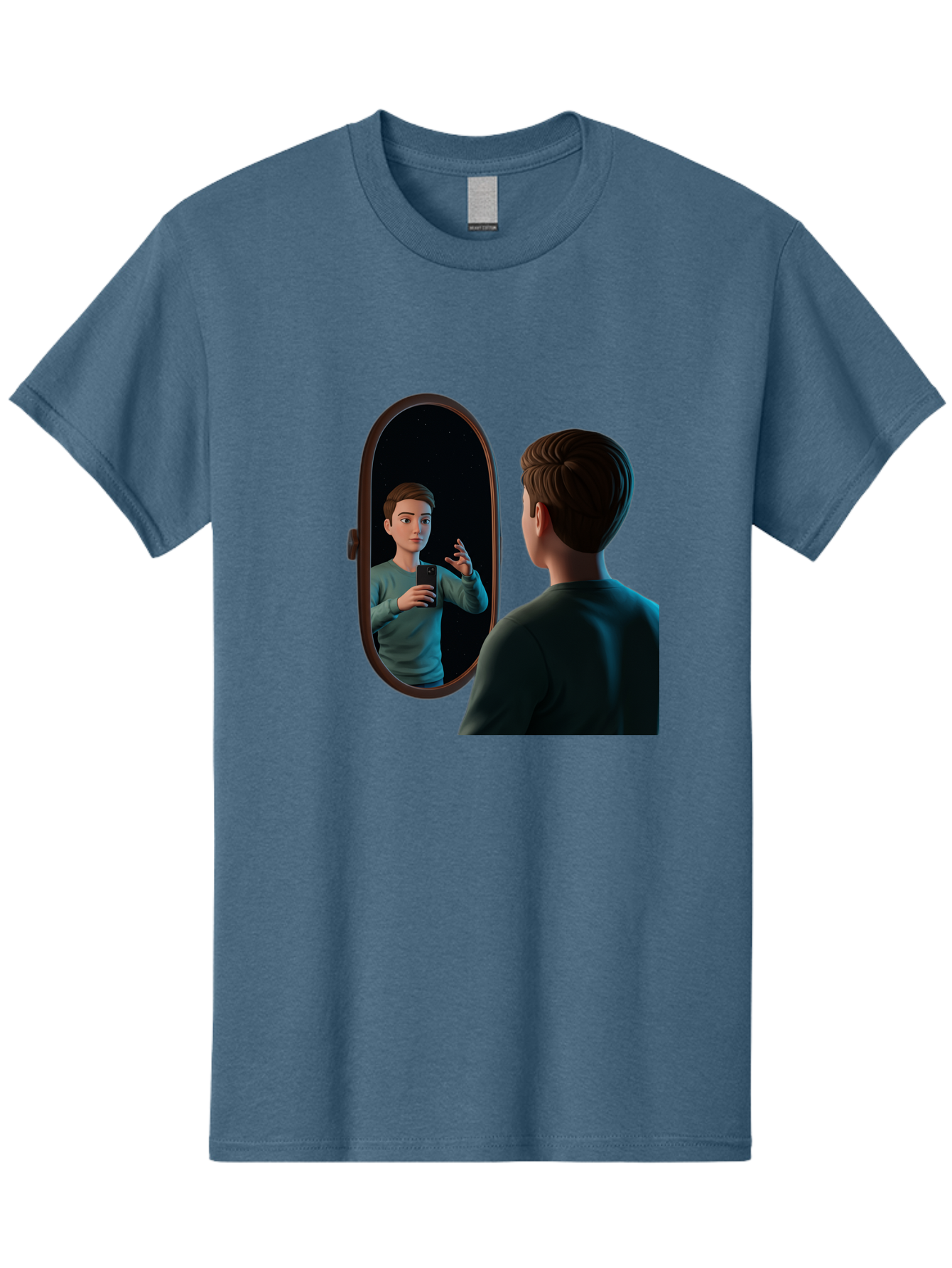 Man-Looking-Into-Mirror Men'S Graphic Tee, 100% Cotton, Comfortable Casual Summer Wear, Machine Washable, Vintage Camera, Old Camera, Antique Camera, Black Camera, Classic Photography, Photography Equipment, Nostalgic Device, Film Camera, Bam828