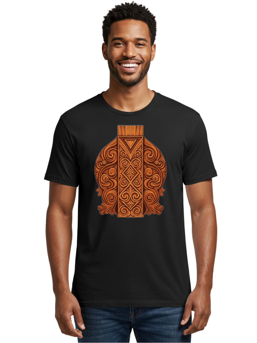 Maori-Wood-Carving Men'S Graphic Tee, 100% Cotton, Comfortable Casual Summer Wear, Machine Washable, Vintage Camera, Old Camera, Antique Camera, Black Camera, Classic Photography, Photography Equipment, Nostalgic Device, Film Camera, Bam833