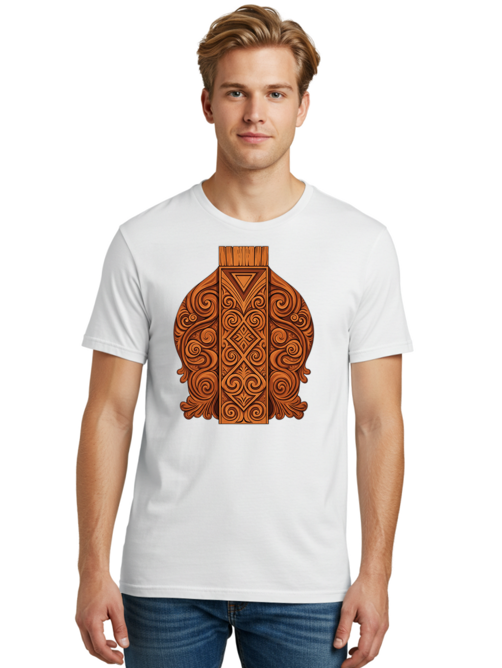 Maori-Wood-Carving Men'S Graphic Tee, 100% Cotton, Comfortable Casual Summer Wear, Machine Washable, Vintage Camera, Old Camera, Antique Camera, Black Camera, Classic Photography, Photography Equipment, Nostalgic Device, Film Camera, Bam833