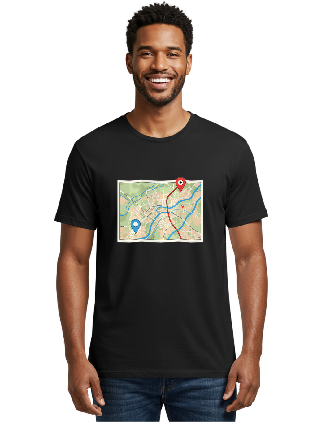 Map-With-Route Men'S Graphic Tee, 100% Cotton, Comfortable Casual Summer Wear, Machine Washable, Vintage Camera, Old Camera, Antique Camera, Black Camera, Classic Photography, Photography Equipment, Nostalgic Device, Film Camera, Camera Art Bam835