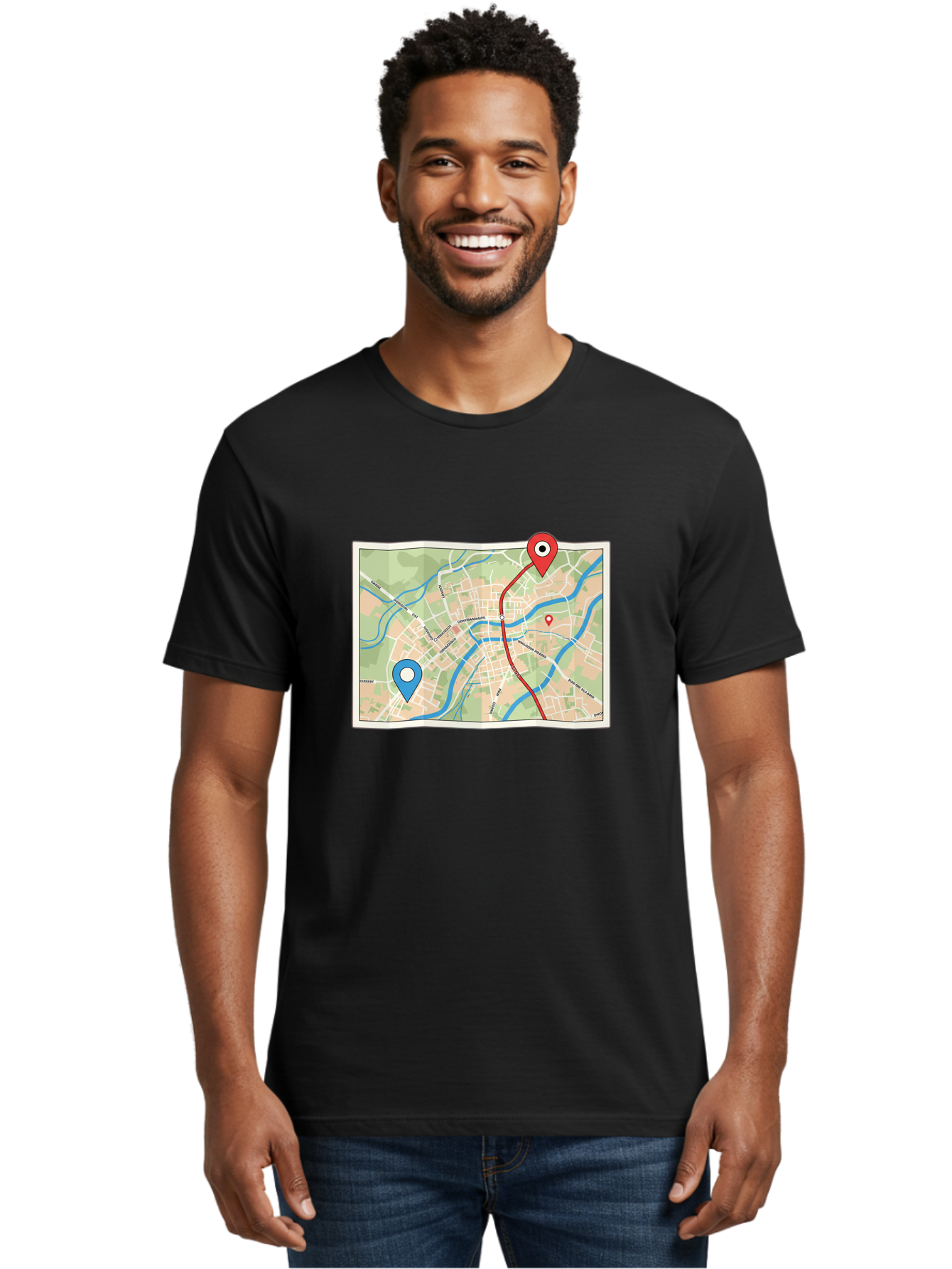 Map-With-Route Men'S Graphic Tee, 100% Cotton, Comfortable Casual Summer Wear, Machine Washable, Vintage Camera, Old Camera, Antique Camera, Black Camera, Classic Photography, Photography Equipment, Nostalgic Device, Film Camera, Camera Art Bam835