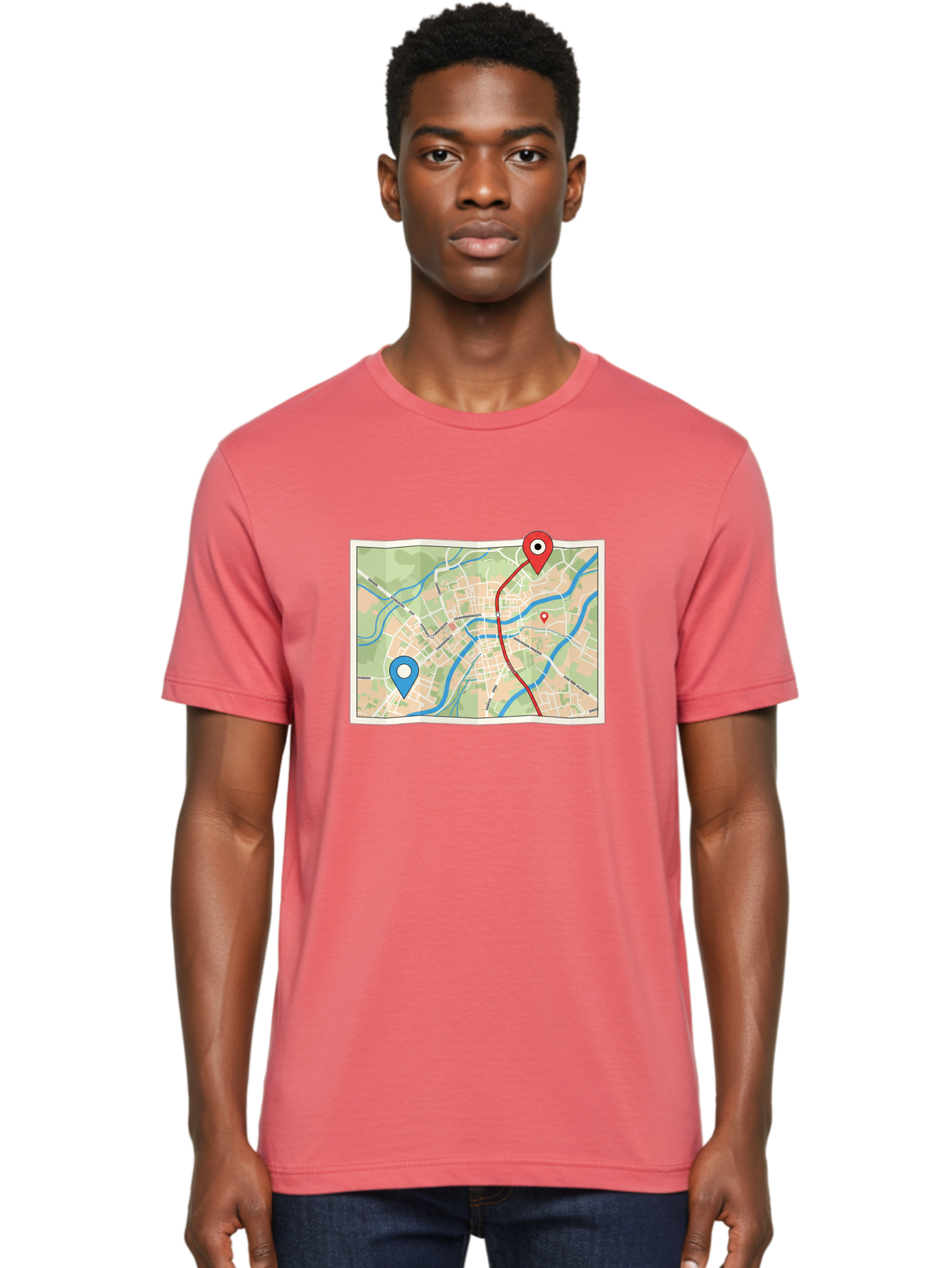 Map-With-Route Men'S Graphic Tee, 100% Cotton, Comfortable Casual Summer Wear, Machine Washable, Vintage Camera, Old Camera, Antique Camera, Black Camera, Classic Photography, Photography Equipment, Nostalgic Device, Film Camera, Camera Art Bam835