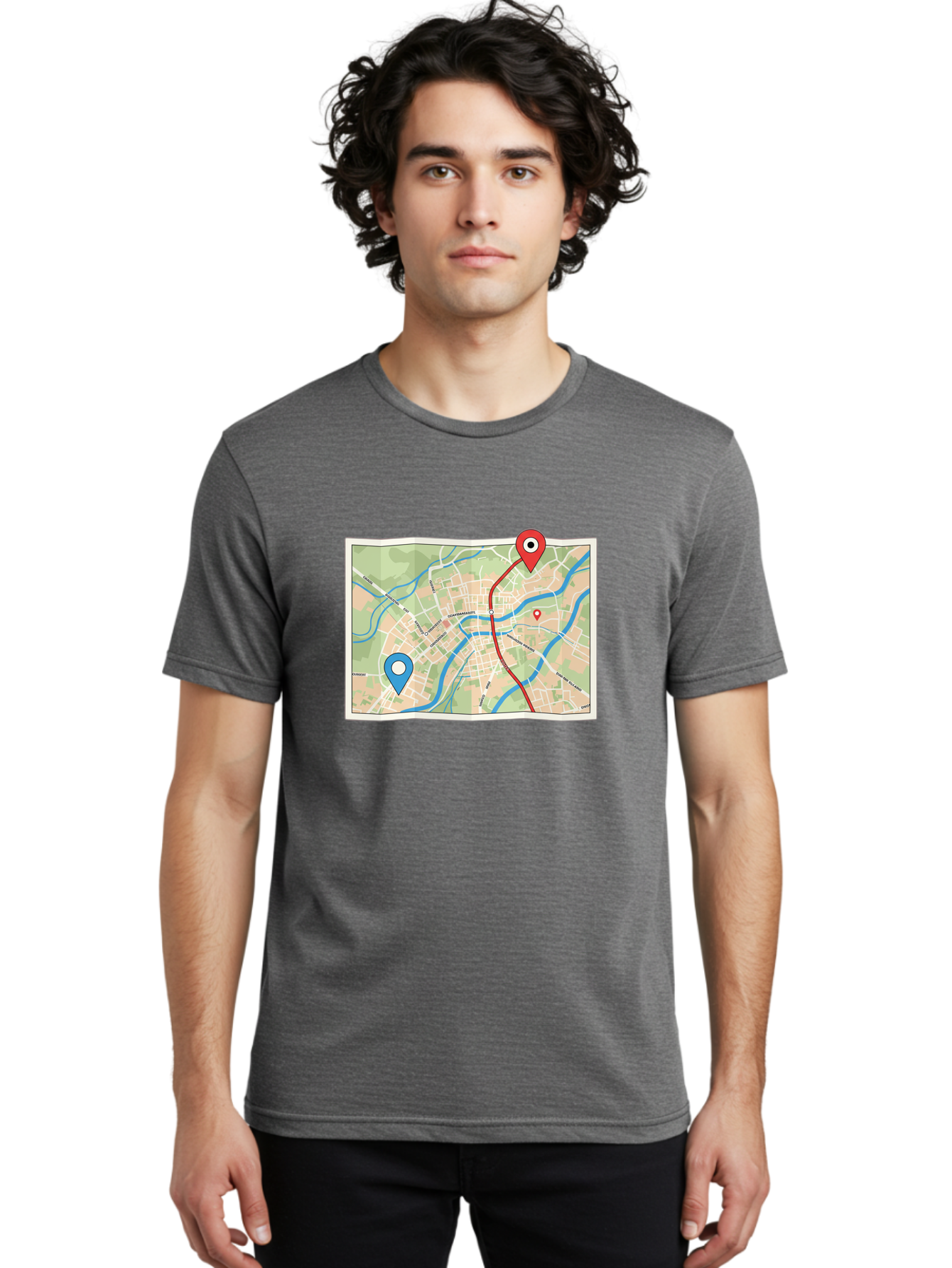 Map-With-Route Men'S Graphic Tee, 100% Cotton, Comfortable Casual Summer Wear, Machine Washable, Vintage Camera, Old Camera, Antique Camera, Black Camera, Classic Photography, Photography Equipment, Nostalgic Device, Film Camera, Camera Art Bam835