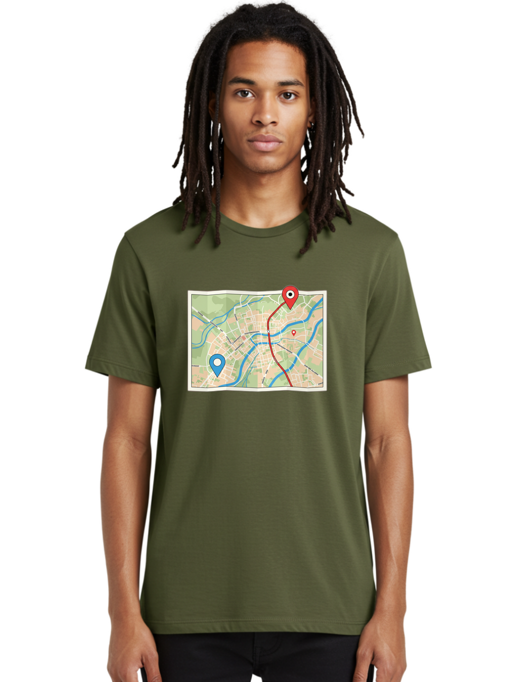 Map-With-Route Men'S Graphic Tee, 100% Cotton, Comfortable Casual Summer Wear, Machine Washable, Vintage Camera, Old Camera, Antique Camera, Black Camera, Classic Photography, Photography Equipment, Nostalgic Device, Film Camera, Camera Art Bam835