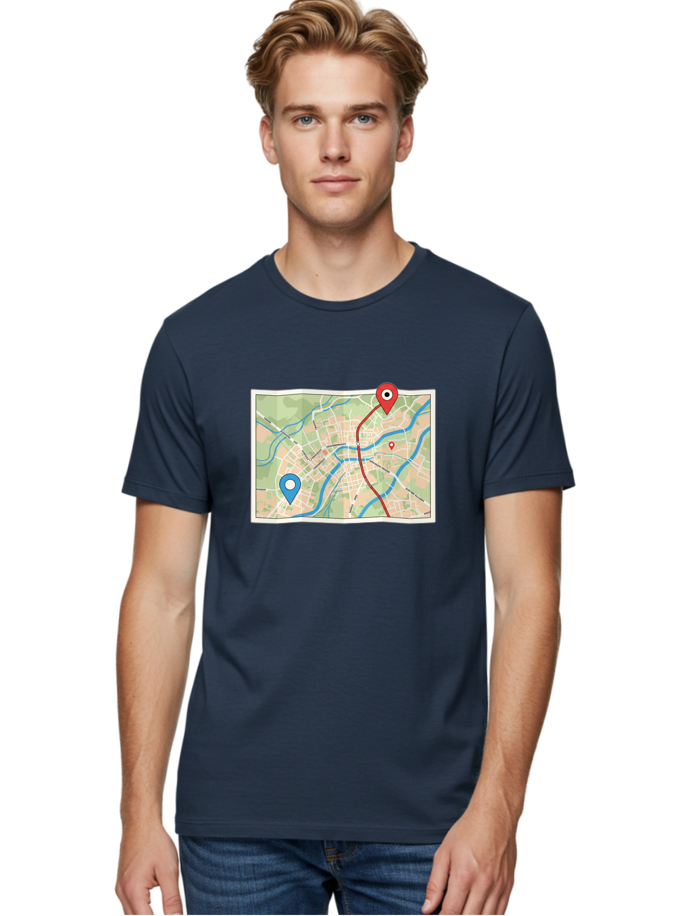 Map-With-Route Men'S Graphic Tee, 100% Cotton, Comfortable Casual Summer Wear, Machine Washable, Vintage Camera, Old Camera, Antique Camera, Black Camera, Classic Photography, Photography Equipment, Nostalgic Device, Film Camera, Camera Art Bam835