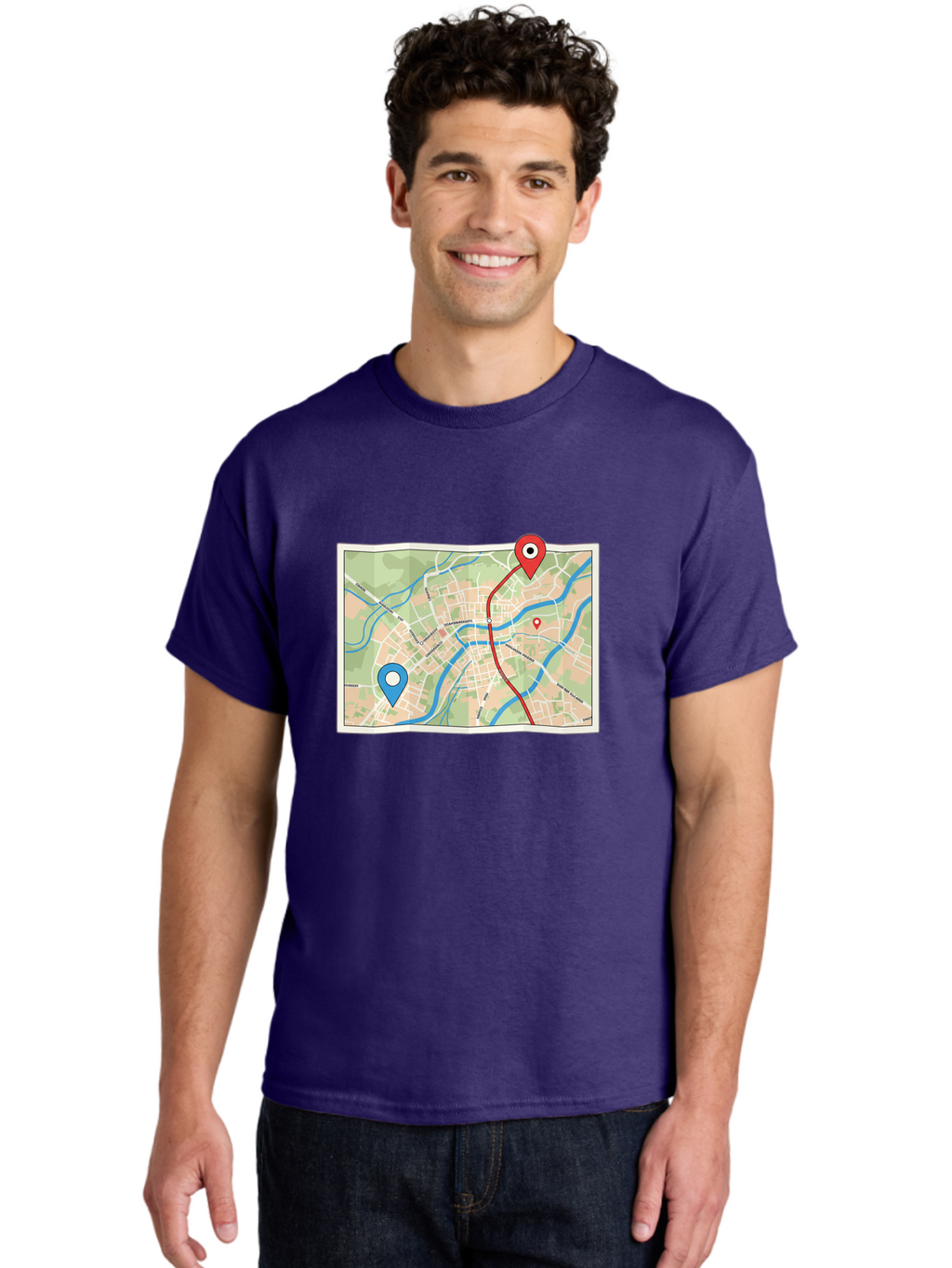 Map-With-Route Men'S Graphic Tee, 100% Cotton, Comfortable Casual Summer Wear, Machine Washable, Vintage Camera, Old Camera, Antique Camera, Black Camera, Classic Photography, Photography Equipment, Nostalgic Device, Film Camera, Camera Art Bam835