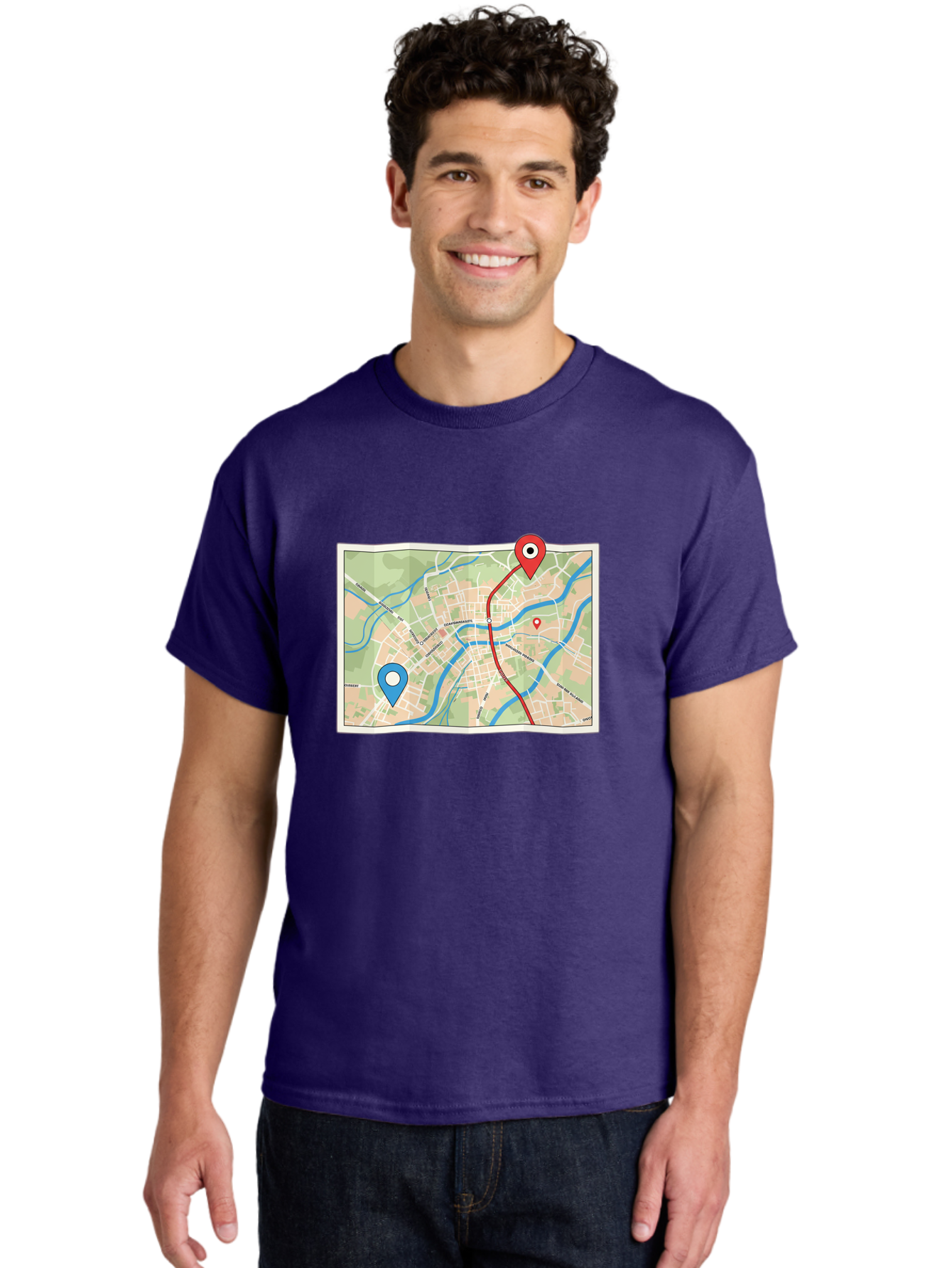 Map-With-Route Men'S Graphic Tee, 100% Cotton, Comfortable Casual Summer Wear, Machine Washable, Vintage Camera, Old Camera, Antique Camera, Black Camera, Classic Photography, Photography Equipment, Nostalgic Device, Film Camera, Camera Art Bam835