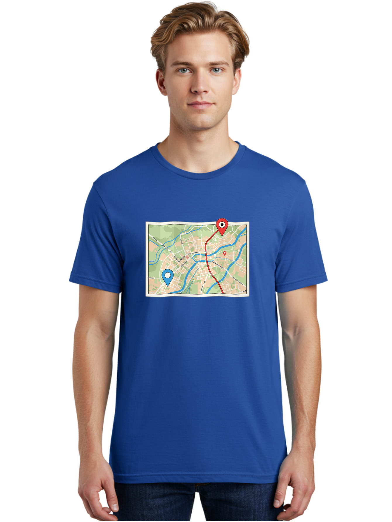 Map-With-Route Men'S Graphic Tee, 100% Cotton, Comfortable Casual Summer Wear, Machine Washable, Vintage Camera, Old Camera, Antique Camera, Black Camera, Classic Photography, Photography Equipment, Nostalgic Device, Film Camera, Camera Art Bam835