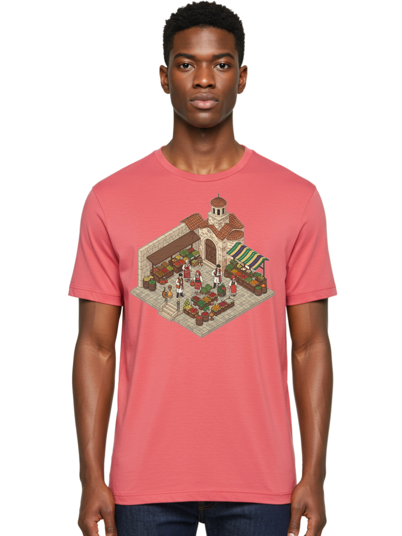 Market-Scene Men'S Graphic Tee, 100% Cotton, Comfortable Casual Summer Wear, Machine Washable, Vintage Camera, Old Camera, Antique Camera, Black Camera, Classic Photography, Photography Equipment, Nostalgic Device, Film Camera, Camera Art Bam838