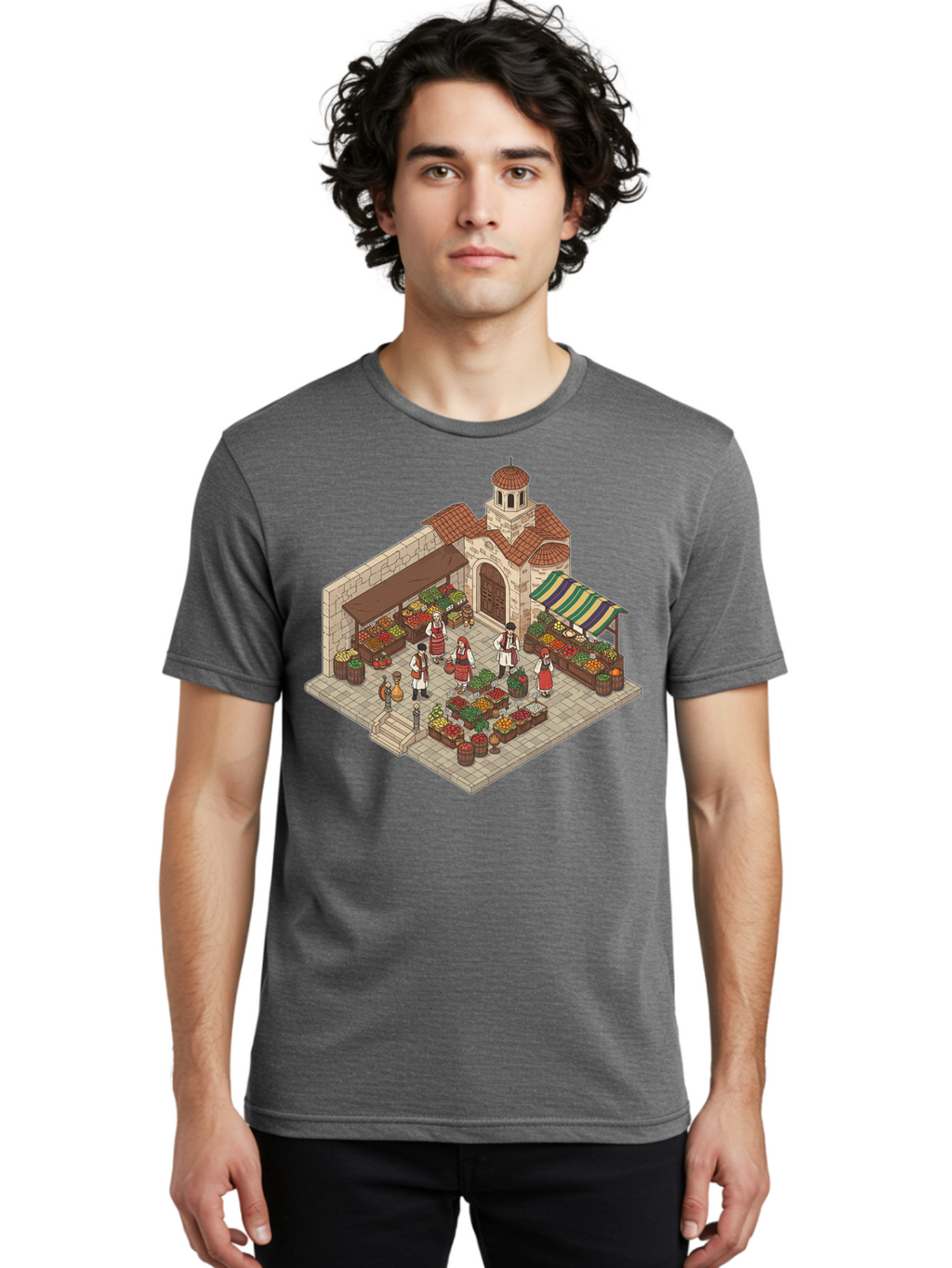 Market-Scene Men'S Graphic Tee, 100% Cotton, Comfortable Casual Summer Wear, Machine Washable, Vintage Camera, Old Camera, Antique Camera, Black Camera, Classic Photography, Photography Equipment, Nostalgic Device, Film Camera, Camera Art Bam838
