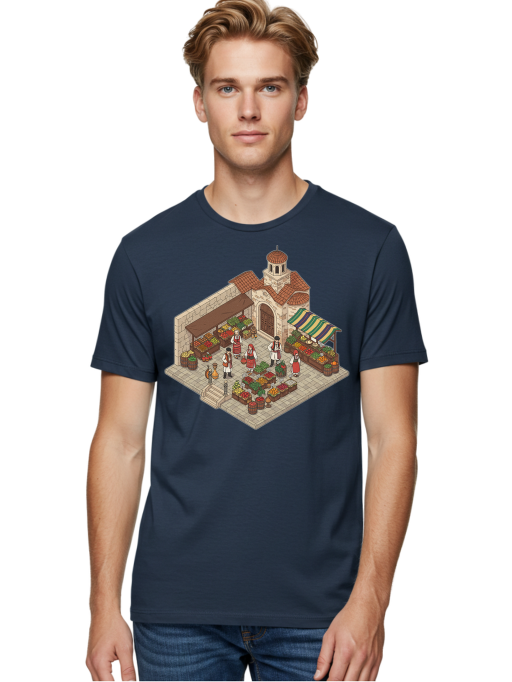 Market-Scene Men'S Graphic Tee, 100% Cotton, Comfortable Casual Summer Wear, Machine Washable, Vintage Camera, Old Camera, Antique Camera, Black Camera, Classic Photography, Photography Equipment, Nostalgic Device, Film Camera, Camera Art Bam838