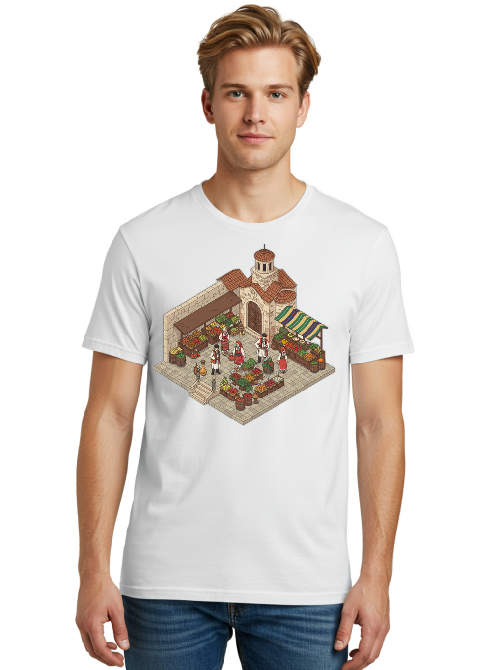 Market-Scene Men'S Graphic Tee, 100% Cotton, Comfortable Casual Summer Wear, Machine Washable, Vintage Camera, Old Camera, Antique Camera, Black Camera, Classic Photography, Photography Equipment, Nostalgic Device, Film Camera, Camera Art Bam838