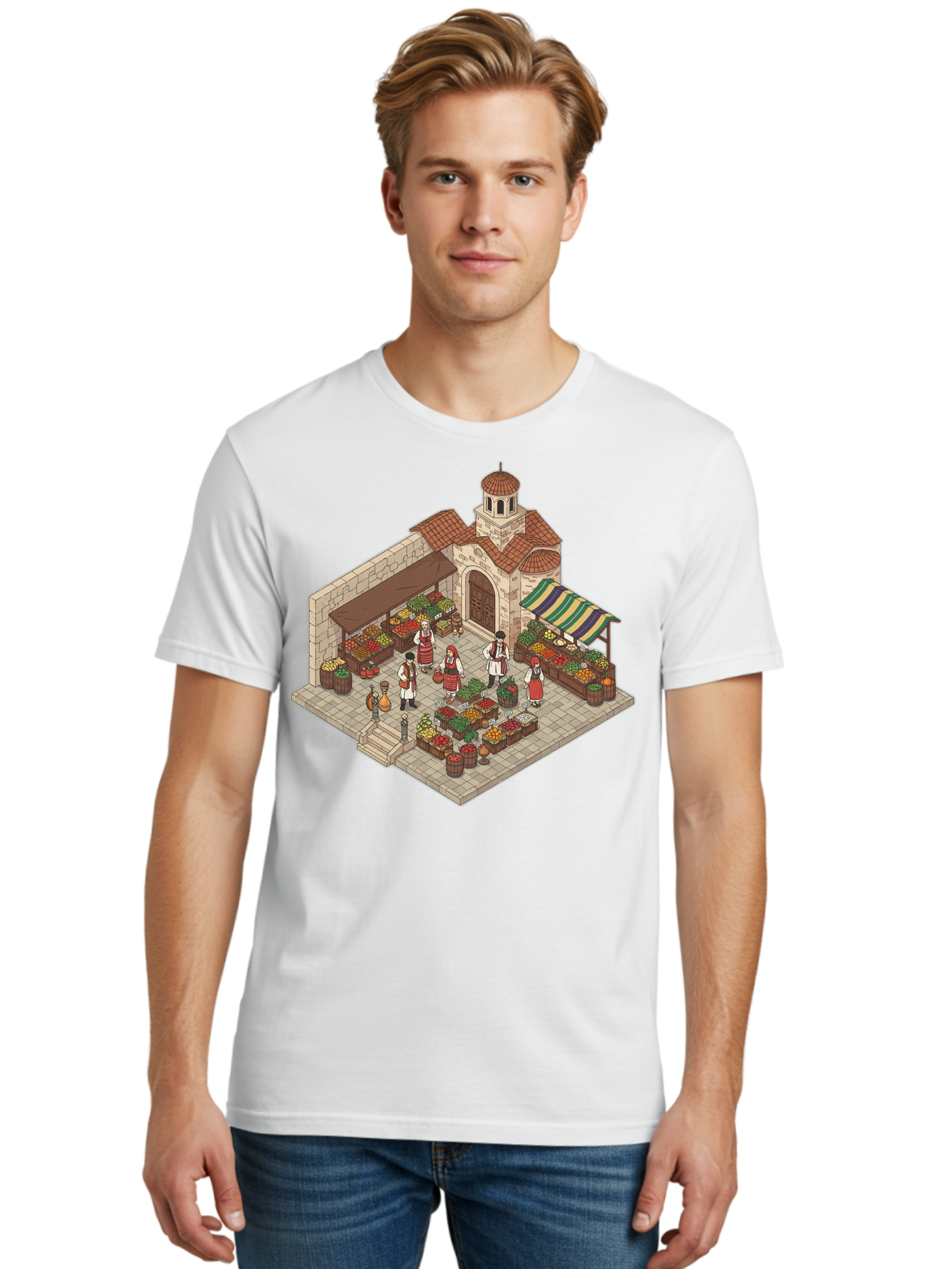 Market-Scene Men'S Graphic Tee, 100% Cotton, Comfortable Casual Summer Wear, Machine Washable, Vintage Camera, Old Camera, Antique Camera, Black Camera, Classic Photography, Photography Equipment, Nostalgic Device, Film Camera, Camera Art Bam838