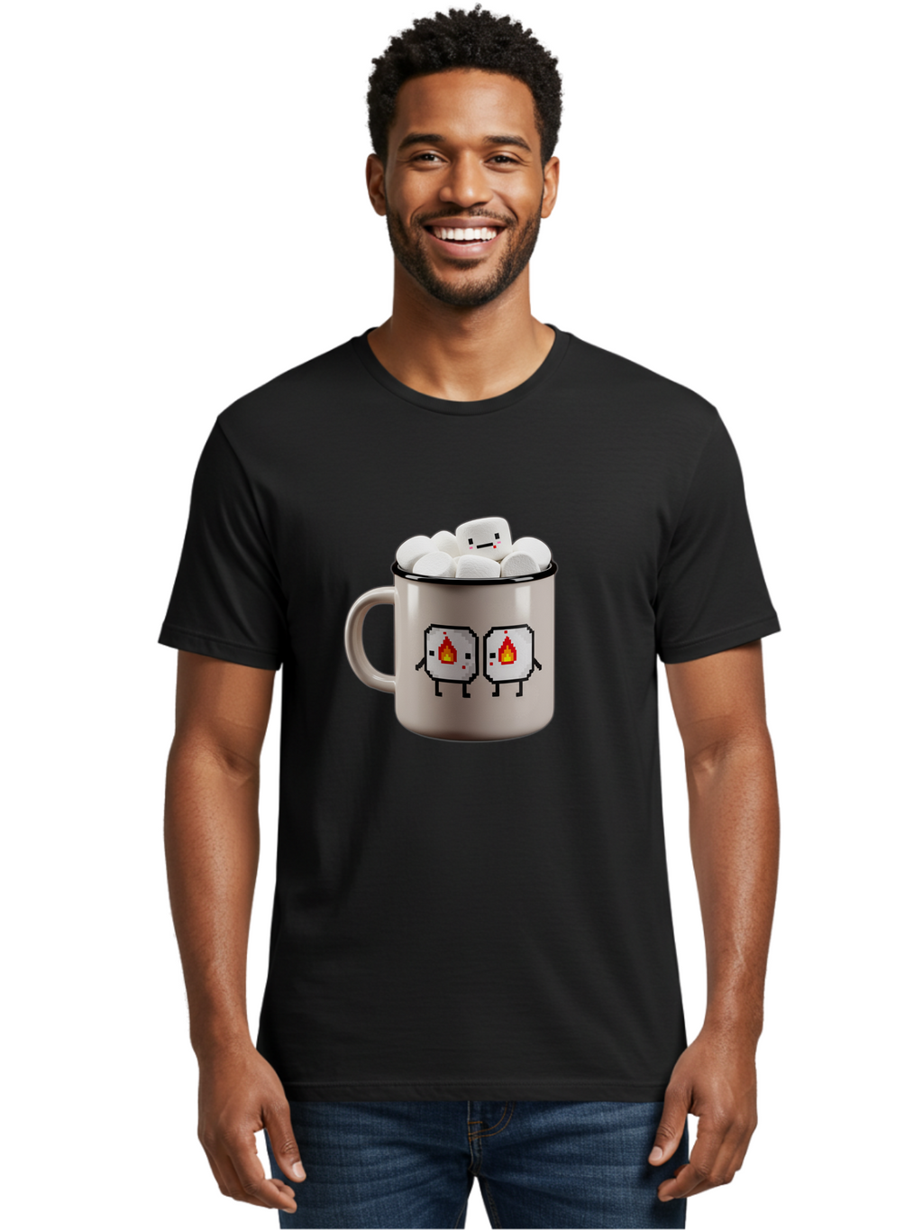 Marshmallow-Mug Men'S Graphic Tee, 100% Cotton, Comfortable Casual Summer Wear, Machine Washable, Vintage Camera, Old Camera, Antique Camera, Black Camera, Classic Photography, Photography Equipment, Nostalgic Device, Film Camera, Camera Art Bam845