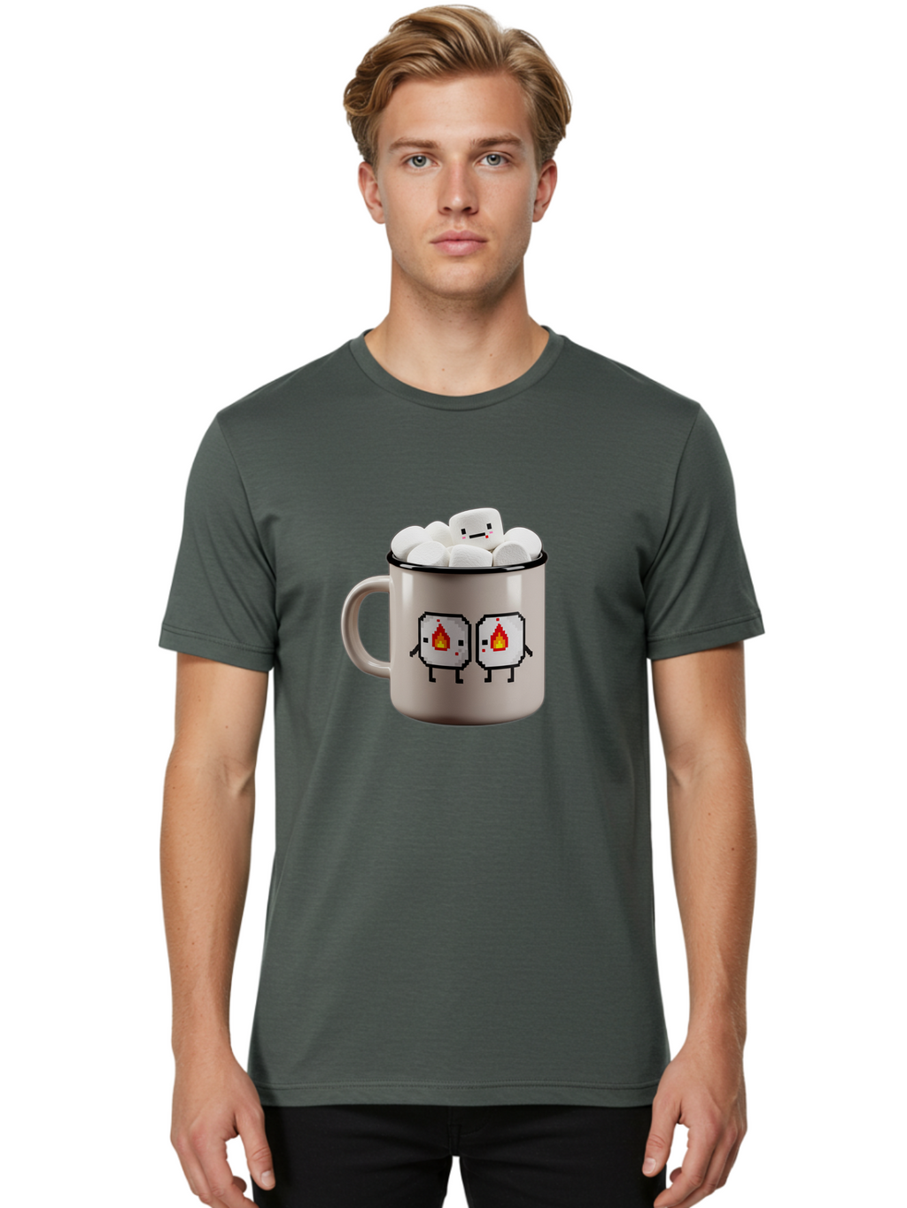 Marshmallow-Mug Men'S Graphic Tee, 100% Cotton, Comfortable Casual Summer Wear, Machine Washable, Vintage Camera, Old Camera, Antique Camera, Black Camera, Classic Photography, Photography Equipment, Nostalgic Device, Film Camera, Camera Art Bam845