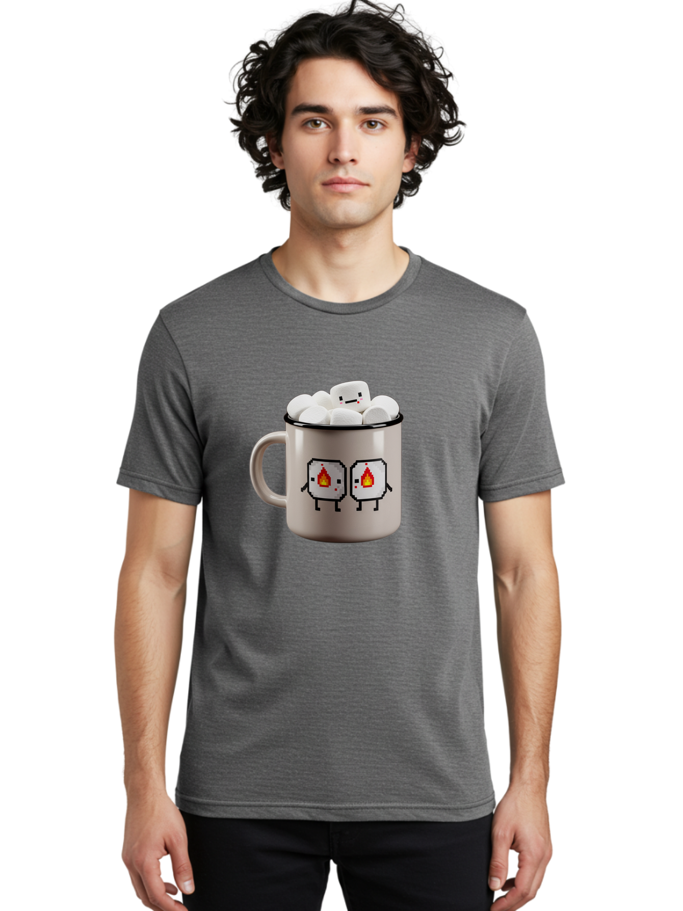 Marshmallow-Mug Men'S Graphic Tee, 100% Cotton, Comfortable Casual Summer Wear, Machine Washable, Vintage Camera, Old Camera, Antique Camera, Black Camera, Classic Photography, Photography Equipment, Nostalgic Device, Film Camera, Camera Art Bam845