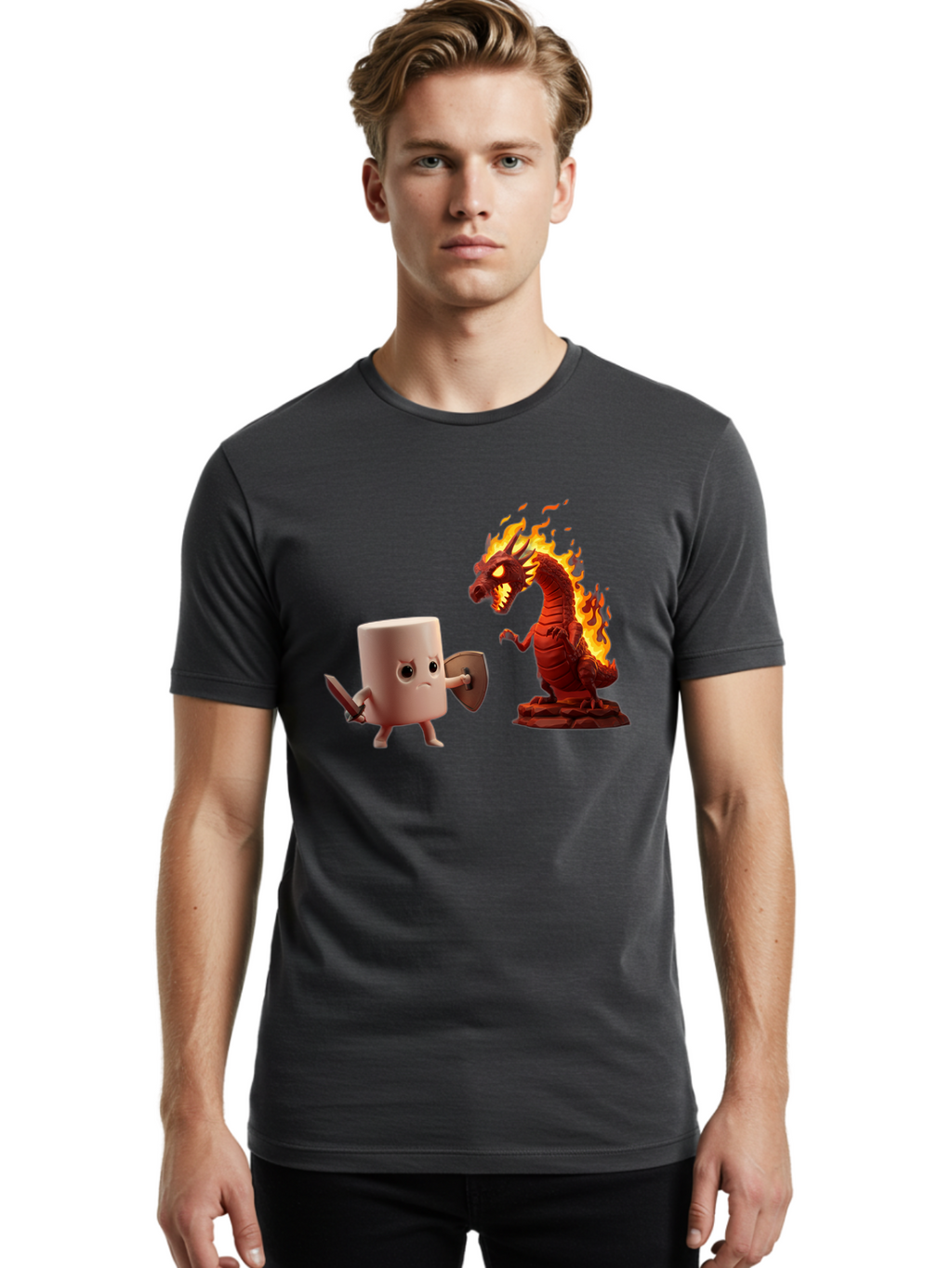 Marshmallow-Vs-Dragon Men'S Graphic Tee, 100% Cotton, Comfortable Casual Summer Wear, Machine Washable, Vintage Camera, Old Camera, Antique Camera, Black Camera, Classic Photography, Photography Equipment, Nostalgic Device, Film Camera, Bam847