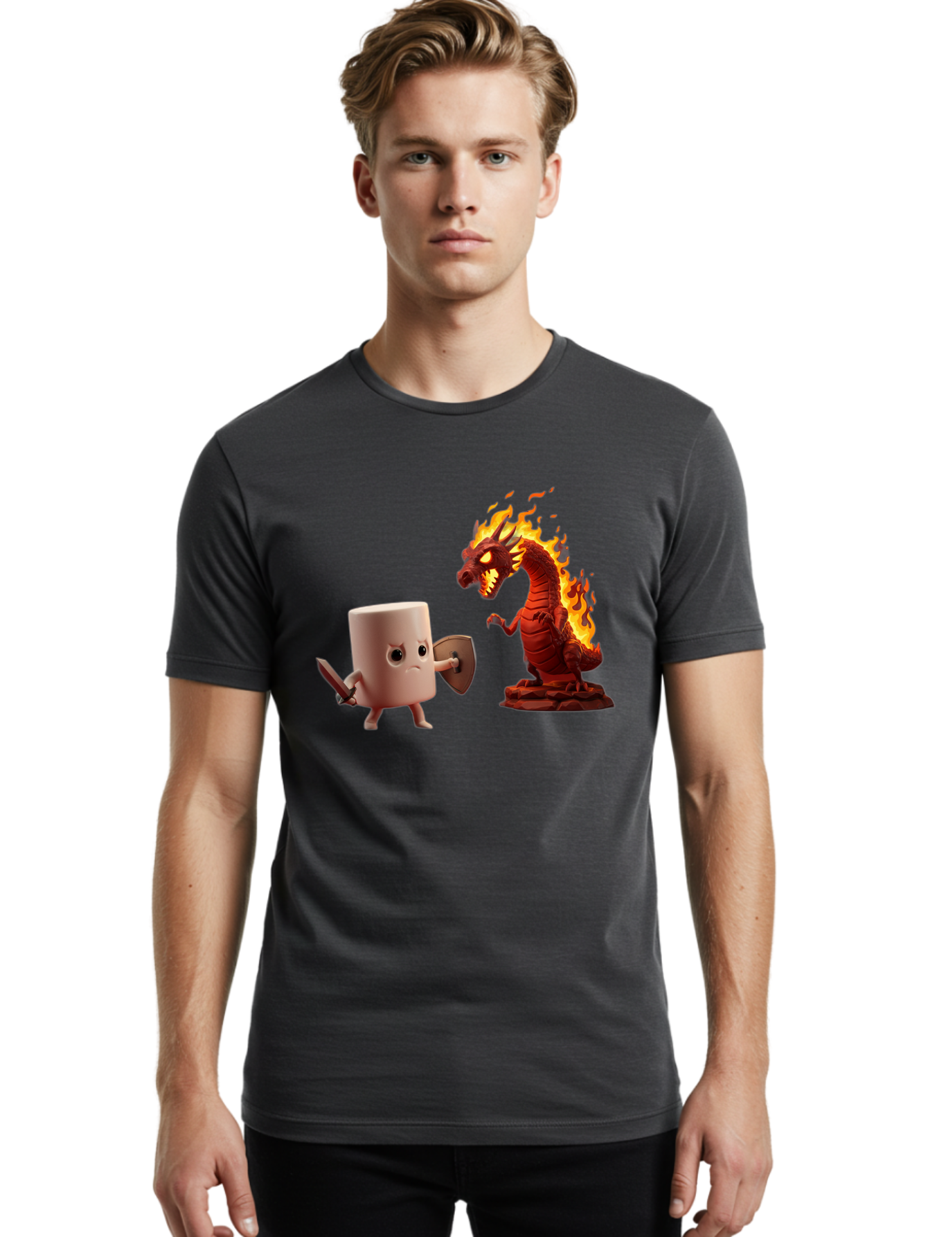Marshmallow-Vs-Dragon Men'S Graphic Tee, 100% Cotton, Comfortable Casual Summer Wear, Machine Washable, Vintage Camera, Old Camera, Antique Camera, Black Camera, Classic Photography, Photography Equipment, Nostalgic Device, Film Camera, Bam847