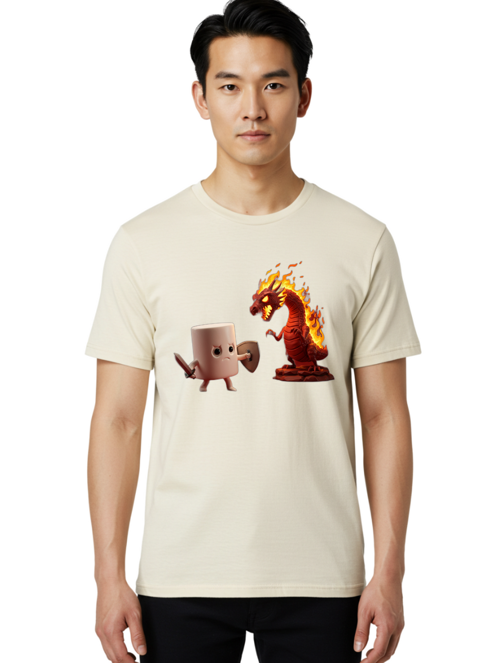 Marshmallow-Vs-Dragon Men'S Graphic Tee, 100% Cotton, Comfortable Casual Summer Wear, Machine Washable, Vintage Camera, Old Camera, Antique Camera, Black Camera, Classic Photography, Photography Equipment, Nostalgic Device, Film Camera, Bam847