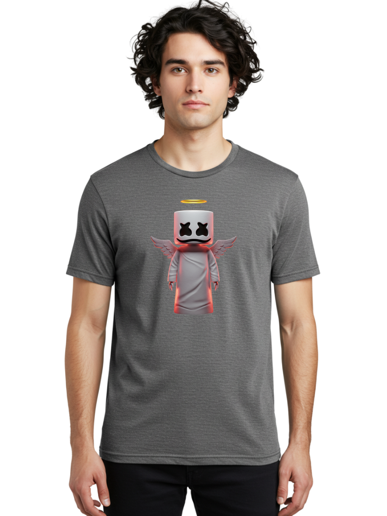 Marshmello-Angel Men'S Graphic Tee, 100% Cotton, Comfortable Casual Summer Wear, Machine Washable, Vintage Camera, Old Camera, Antique Camera, Black Camera, Classic Photography, Photography Equipment, Nostalgic Device, Film Camera, Camera Art Bam848