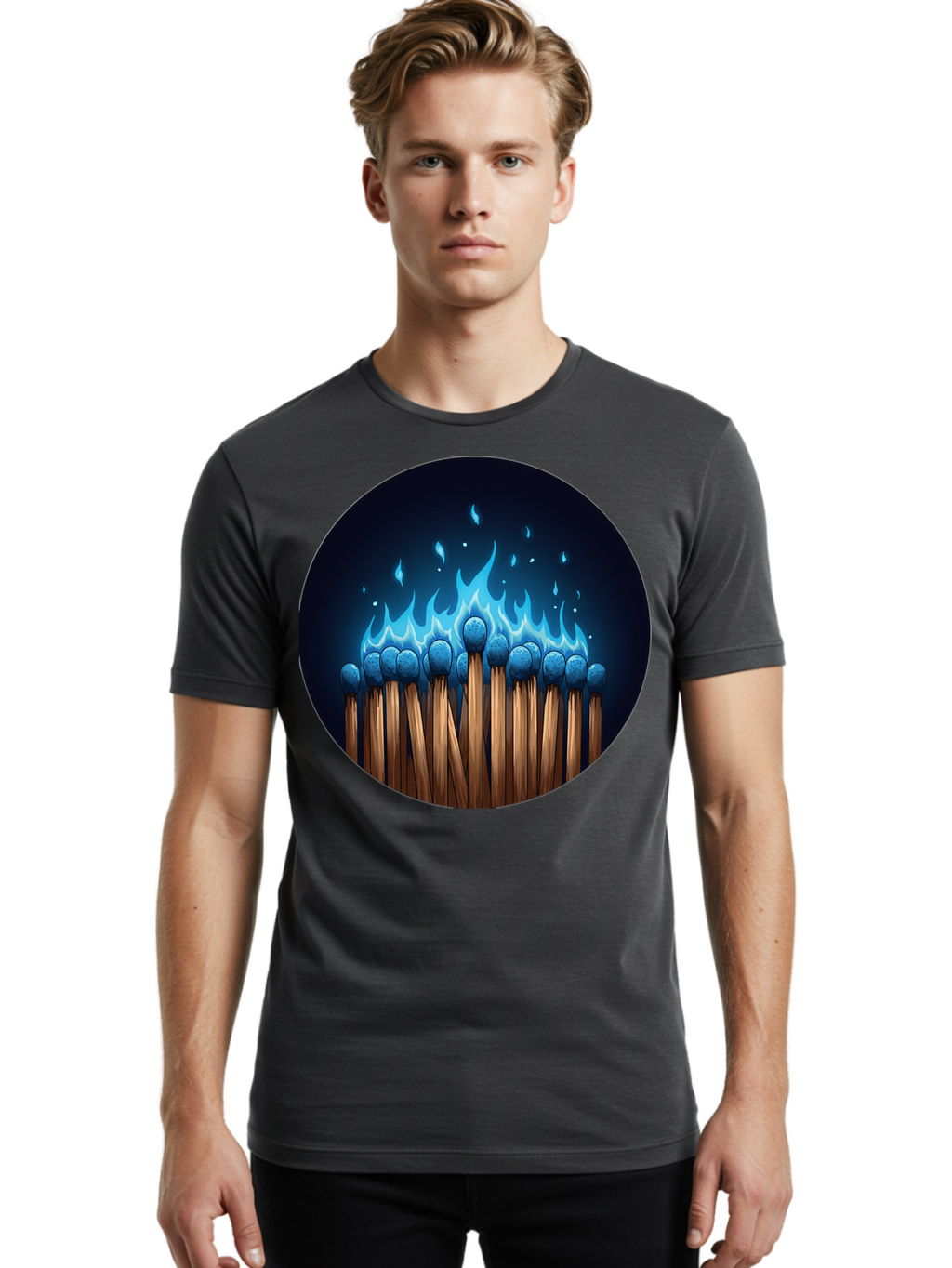 Matches-On-Fire Men'S Graphic Tee, 100% Cotton, Comfortable Casual Summer Wear, Machine Washable, Vintage Camera, Old Camera, Antique Camera, Black Camera, Classic Photography, Photography Equipment, Nostalgic Device, Film Camera, Camera Art Bam849