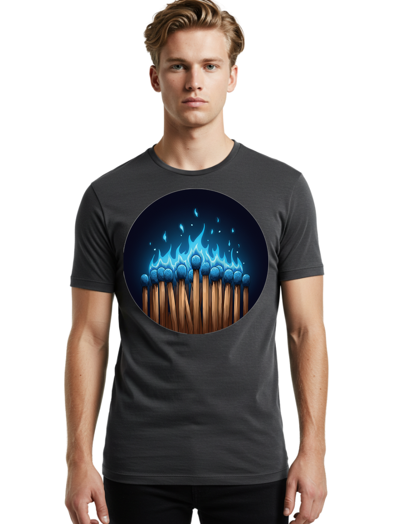 Matches-On-Fire Men'S Graphic Tee, 100% Cotton, Comfortable Casual Summer Wear, Machine Washable, Vintage Camera, Old Camera, Antique Camera, Black Camera, Classic Photography, Photography Equipment, Nostalgic Device, Film Camera, Camera Art Bam849