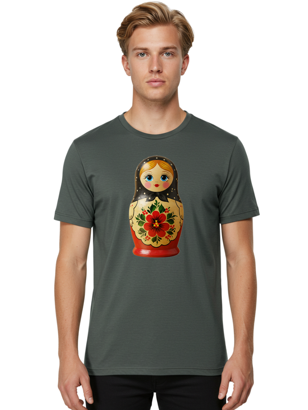 Matryoshka-Doll Men'S Graphic Tee, 100% Cotton, Comfortable Casual Summer Wear, Machine Washable, Vintage Camera, Old Camera, Antique Camera, Black Camera, Classic Photography, Photography Equipment, Nostalgic Device, Film Camera, Camera Art Bam850