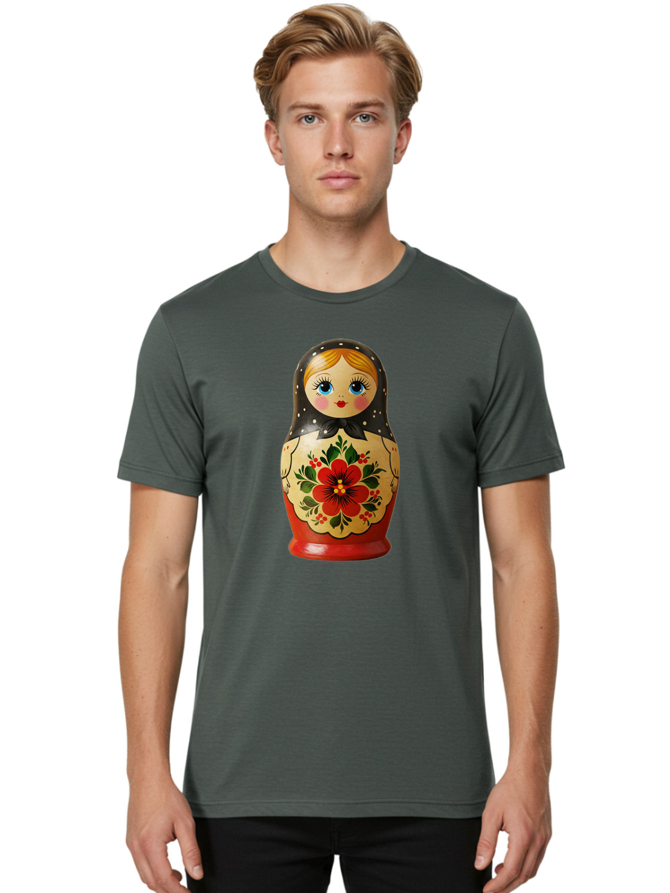 Matryoshka-Doll Men'S Graphic Tee, 100% Cotton, Comfortable Casual Summer Wear, Machine Washable, Vintage Camera, Old Camera, Antique Camera, Black Camera, Classic Photography, Photography Equipment, Nostalgic Device, Film Camera, Camera Art Bam850