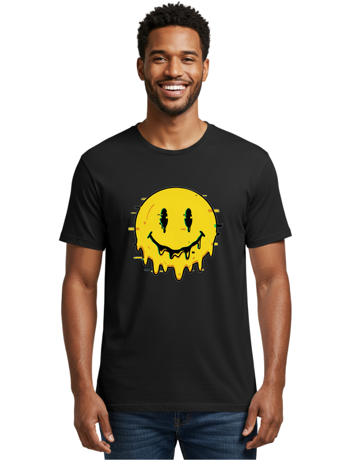 Melted-Smiley-Face-1 Men'S Graphic Tee, 100% Cotton, Comfortable Casual Summer Wear, Machine Washable, Vintage Camera, Old Camera, Antique Camera, Black Camera, Classic Photography, Photography Equipment, Nostalgic Device, Film Camera, Bam856