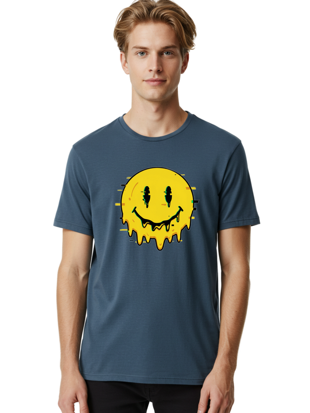 Melted-Smiley-Face-1 Men'S Graphic Tee, 100% Cotton, Comfortable Casual Summer Wear, Machine Washable, Vintage Camera, Old Camera, Antique Camera, Black Camera, Classic Photography, Photography Equipment, Nostalgic Device, Film Camera, Bam856