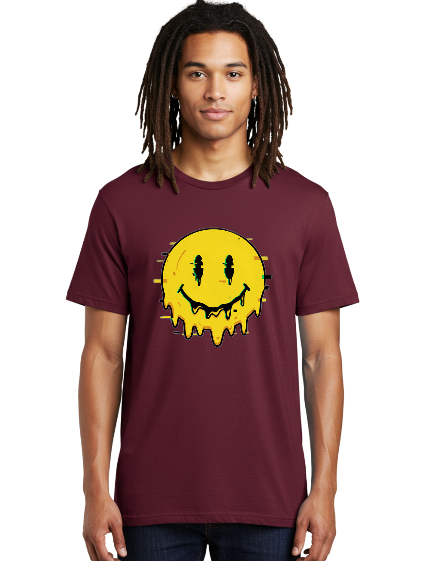 Melted-Smiley-Face-1 Men'S Graphic Tee, 100% Cotton, Comfortable Casual Summer Wear, Machine Washable, Vintage Camera, Old Camera, Antique Camera, Black Camera, Classic Photography, Photography Equipment, Nostalgic Device, Film Camera, Bam856