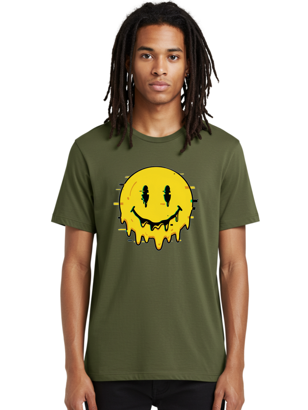 Melted-Smiley-Face-1 Men'S Graphic Tee, 100% Cotton, Comfortable Casual Summer Wear, Machine Washable, Vintage Camera, Old Camera, Antique Camera, Black Camera, Classic Photography, Photography Equipment, Nostalgic Device, Film Camera, Bam856