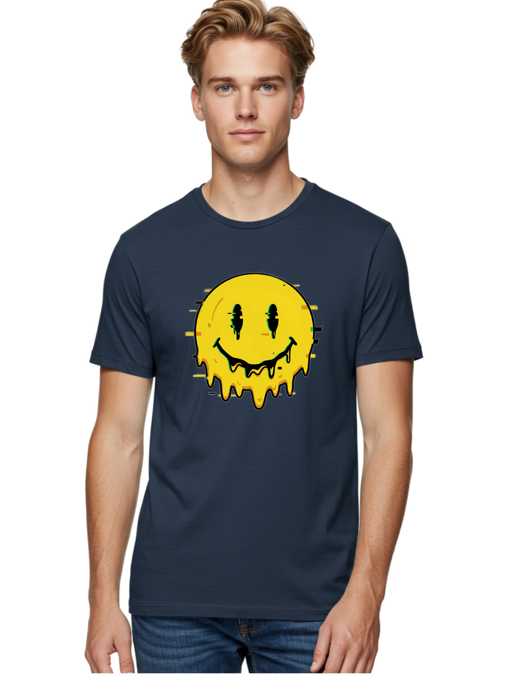 Melted-Smiley-Face-1 Men'S Graphic Tee, 100% Cotton, Comfortable Casual Summer Wear, Machine Washable, Vintage Camera, Old Camera, Antique Camera, Black Camera, Classic Photography, Photography Equipment, Nostalgic Device, Film Camera, Bam856