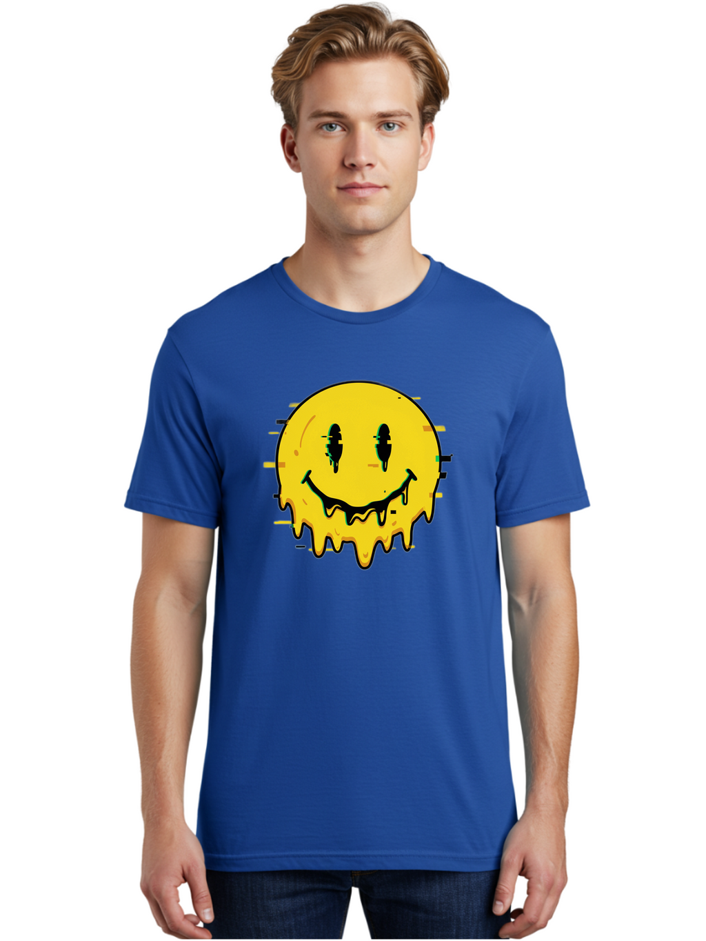 Melted-Smiley-Face-1 Men'S Graphic Tee, 100% Cotton, Comfortable Casual Summer Wear, Machine Washable, Vintage Camera, Old Camera, Antique Camera, Black Camera, Classic Photography, Photography Equipment, Nostalgic Device, Film Camera, Bam856