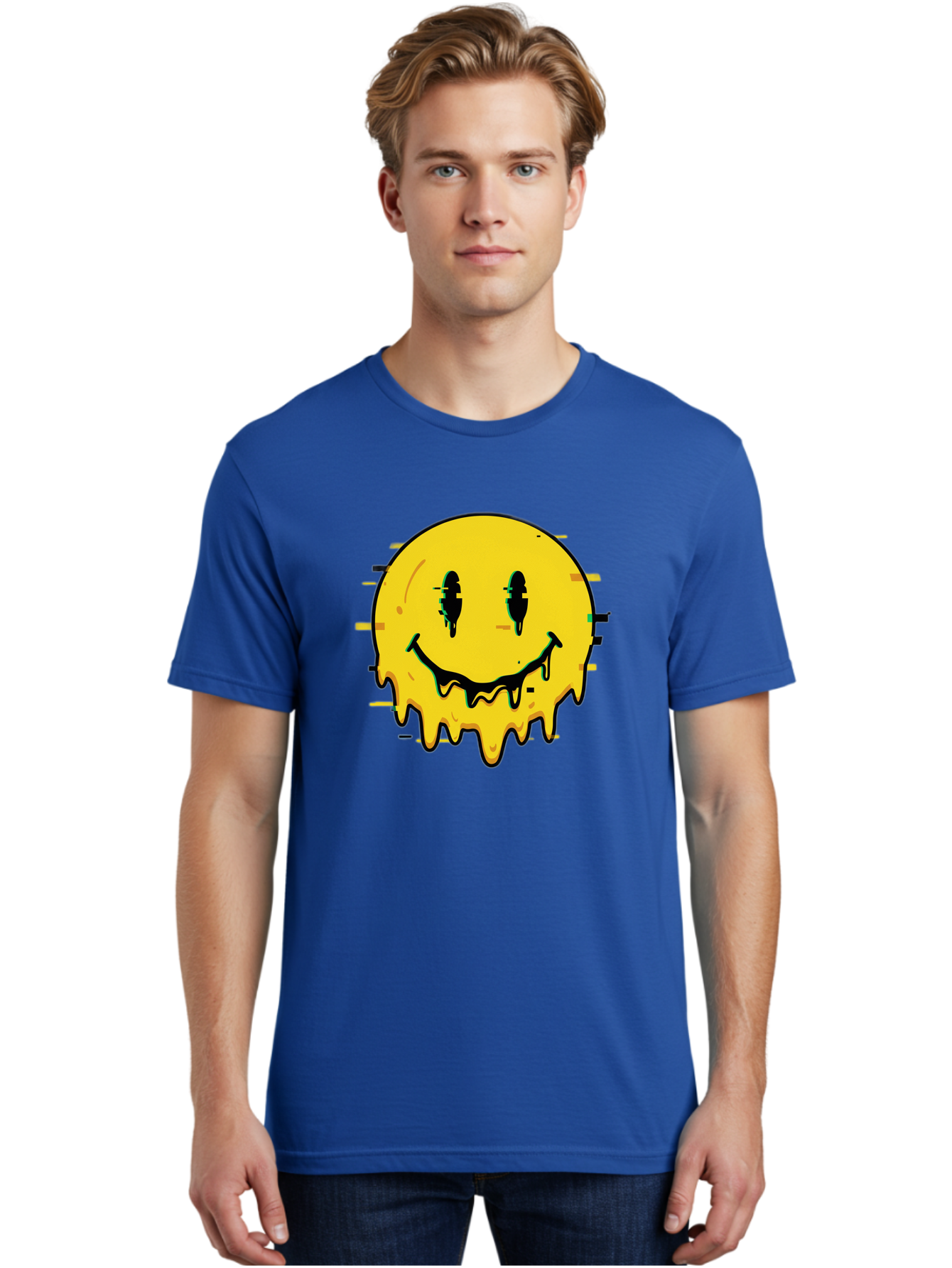 Melted-Smiley-Face-1 Men'S Graphic Tee, 100% Cotton, Comfortable Casual Summer Wear, Machine Washable, Vintage Camera, Old Camera, Antique Camera, Black Camera, Classic Photography, Photography Equipment, Nostalgic Device, Film Camera, Bam856