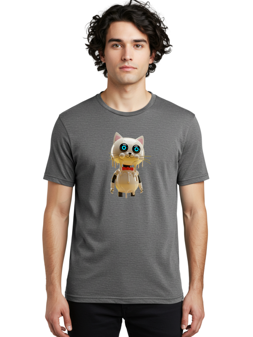 Melting-Cat-Robot Men'S Graphic Tee, 100% Cotton, Comfortable Casual Summer Wear, Machine Washable, Vintage Camera, Old Camera, Antique Camera, Black Camera, Classic Photography, Photography Equipment, Nostalgic Device, Film Camera, Camera Art Bam860