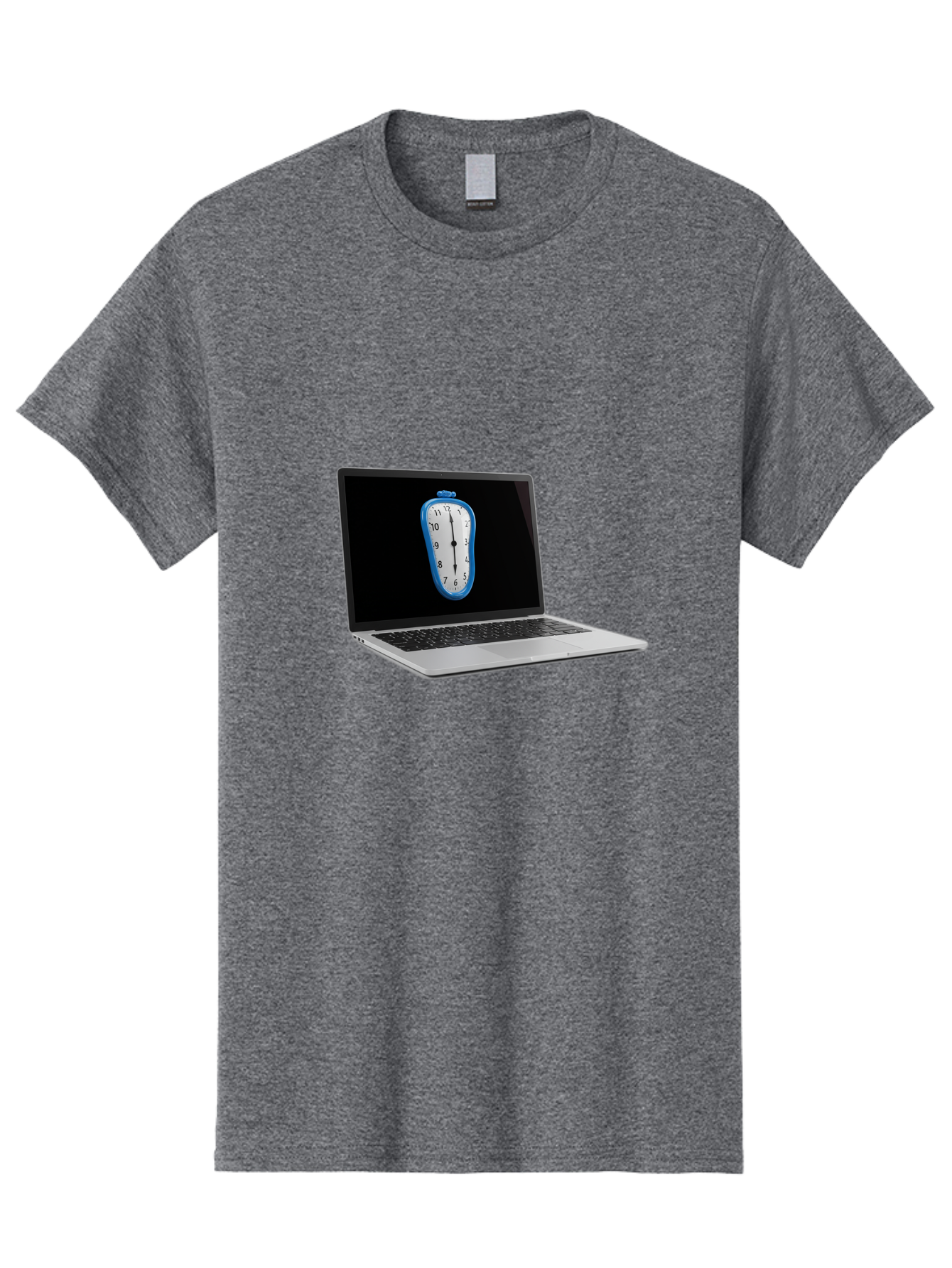 Melting-Clock-Laptop Men'S Graphic Tee, 100% Cotton, Comfortable Casual Summer Wear, Machine Washable, Vintage Camera, Old Camera, Antique Camera, Black Camera, Classic Photography, Photography Equipment, Nostalgic Device, Film Camera, Bam862