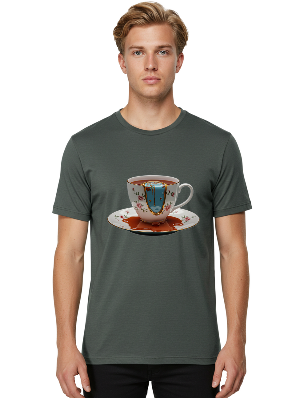 Melting-Coffee-Cup Men'S Graphic Tee, 100% Cotton, Comfortable Casual Summer Wear, Machine Washable, Vintage Camera, Old Camera, Antique Camera, Black Camera, Classic Photography, Photography Equipment, Nostalgic Device, Film Camera, Bam863