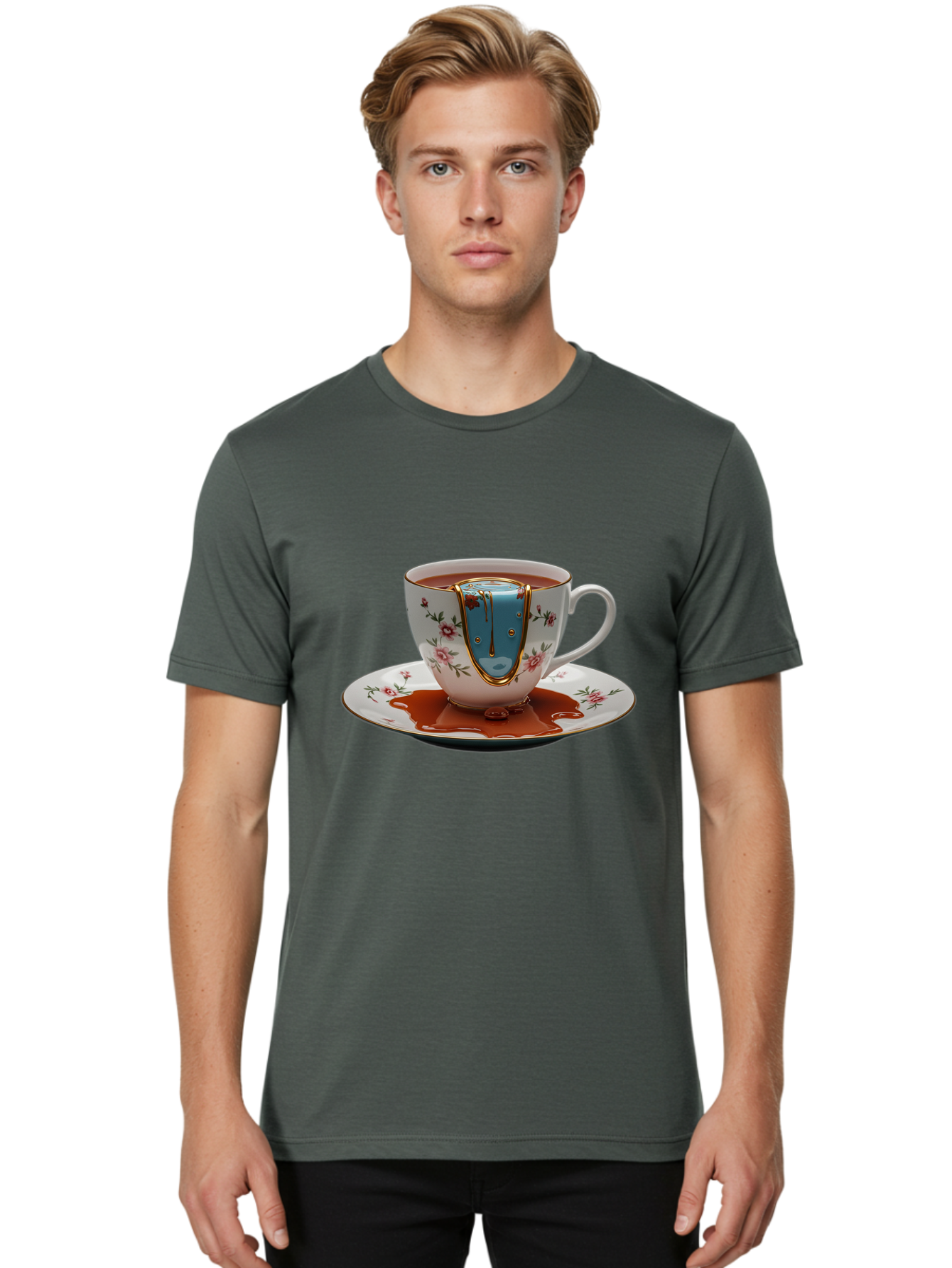 Melting-Coffee-Cup Men'S Graphic Tee, 100% Cotton, Comfortable Casual Summer Wear, Machine Washable, Vintage Camera, Old Camera, Antique Camera, Black Camera, Classic Photography, Photography Equipment, Nostalgic Device, Film Camera, Bam863