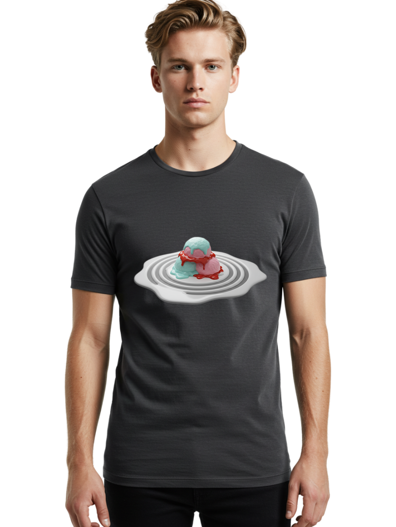 Melting-Ice-Cream Men'S Graphic Tee, 100% Cotton, Comfortable Casual Summer Wear, Machine Washable, Vintage Camera, Old Camera, Antique Camera, Black Camera, Classic Photography, Photography Equipment, Nostalgic Device, Film Camera, Camera Art Bam864