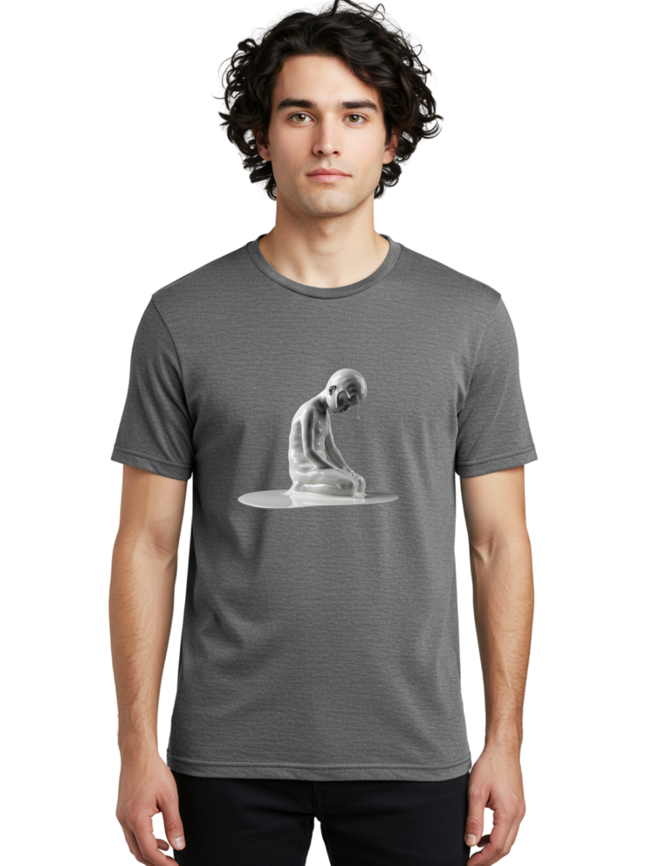 Melting-Man Men'S Graphic Tee, 100% Cotton, Comfortable Casual Summer Wear, Machine Washable, Vintage Camera, Old Camera, Antique Camera, Black Camera, Classic Photography, Photography Equipment, Nostalgic Device, Film Camera, Camera Art Bam865