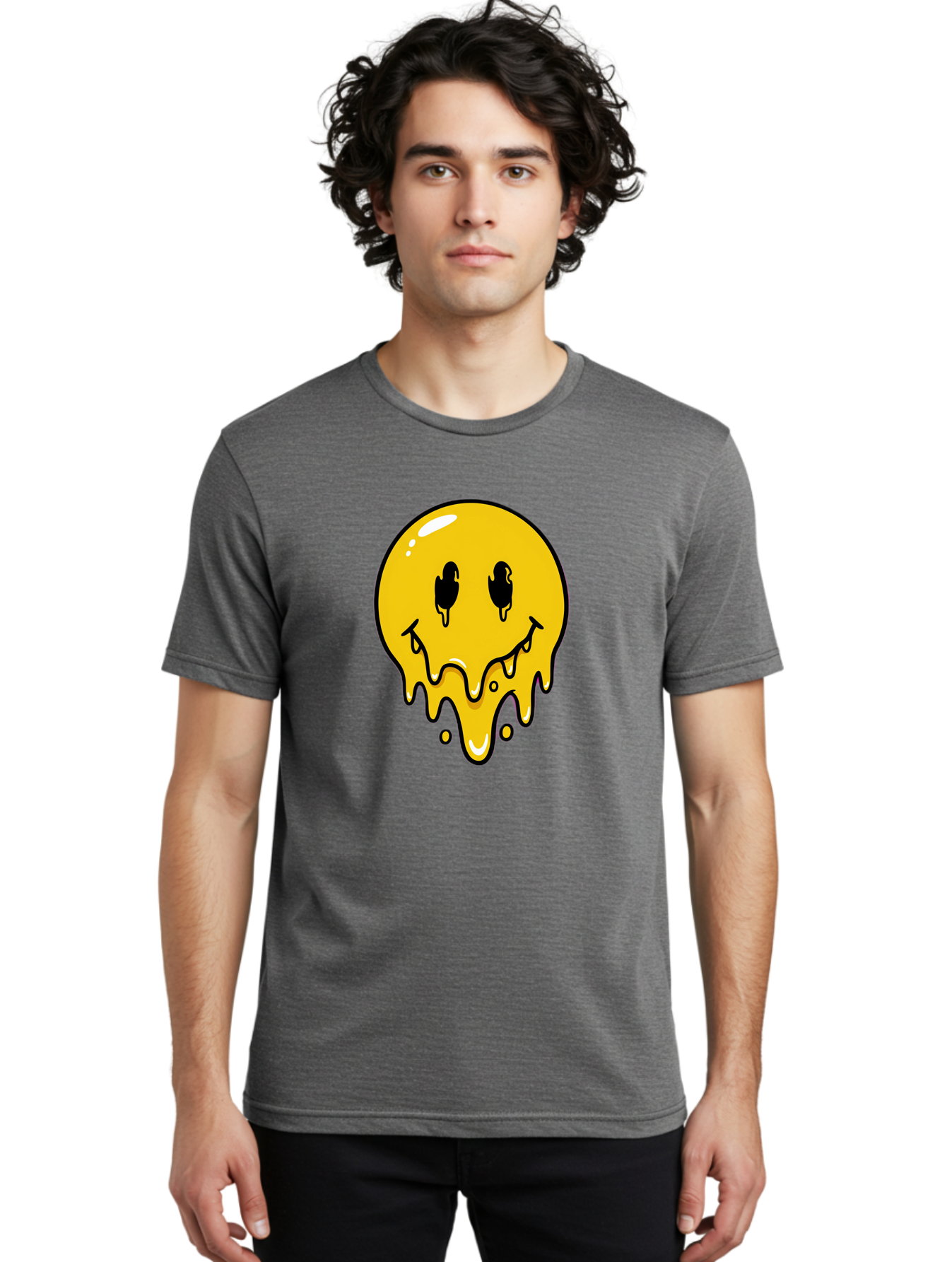 Melting-Smiley-1 Men'S Graphic Tee, 100% Cotton, Comfortable Casual Summer Wear, Machine Washable, Vintage Camera, Old Camera, Antique Camera, Black Camera, Classic Photography, Photography Equipment, Nostalgic Device, Film Camera, Camera Art Bam868