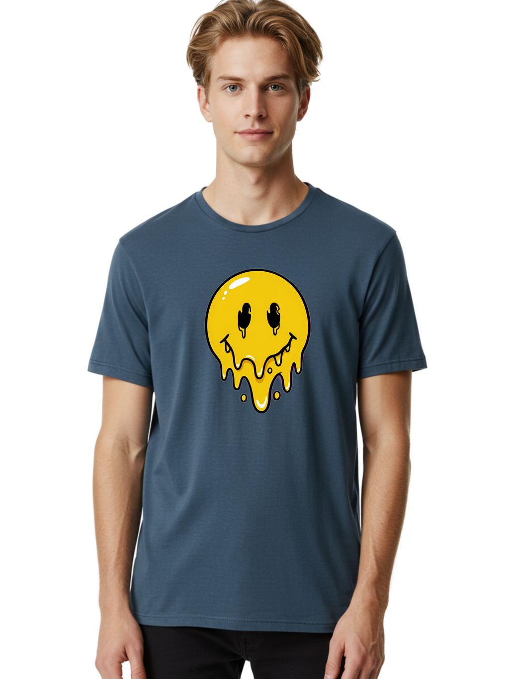 Melting-Smiley-1 Men'S Graphic Tee, 100% Cotton, Comfortable Casual Summer Wear, Machine Washable, Vintage Camera, Old Camera, Antique Camera, Black Camera, Classic Photography, Photography Equipment, Nostalgic Device, Film Camera, Camera Art Bam868