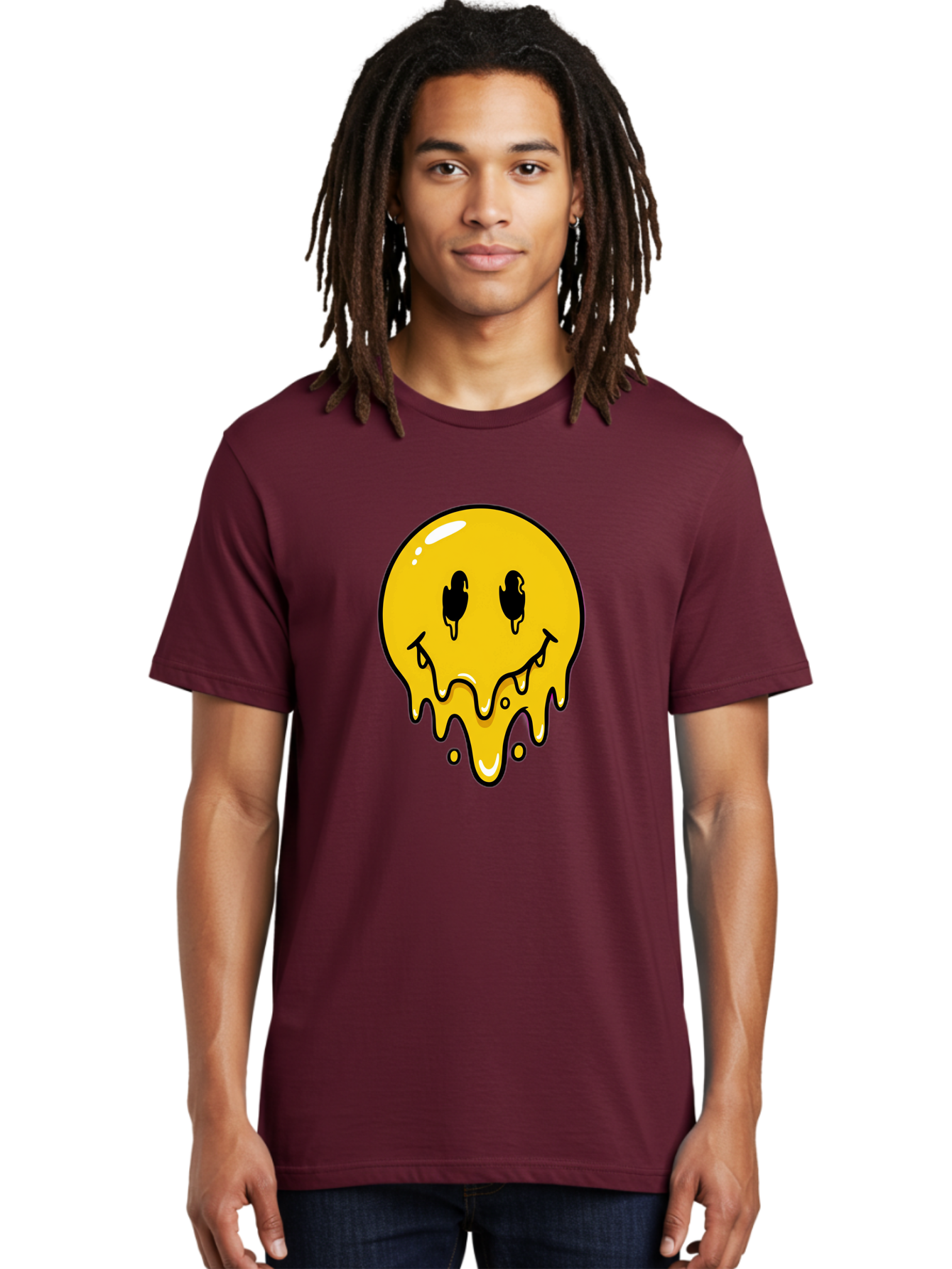 Melting-Smiley-1 Men'S Graphic Tee, 100% Cotton, Comfortable Casual Summer Wear, Machine Washable, Vintage Camera, Old Camera, Antique Camera, Black Camera, Classic Photography, Photography Equipment, Nostalgic Device, Film Camera, Camera Art Bam868