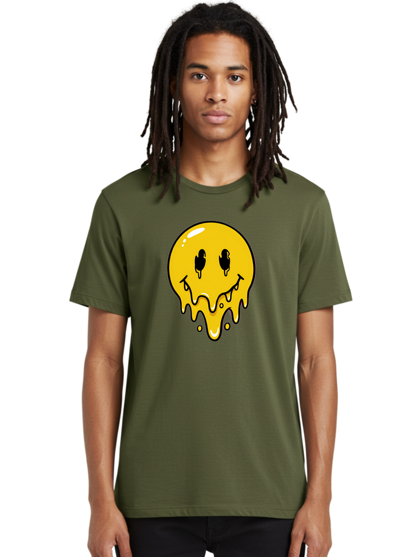 Melting-Smiley-1 Men'S Graphic Tee, 100% Cotton, Comfortable Casual Summer Wear, Machine Washable, Vintage Camera, Old Camera, Antique Camera, Black Camera, Classic Photography, Photography Equipment, Nostalgic Device, Film Camera, Camera Art Bam868