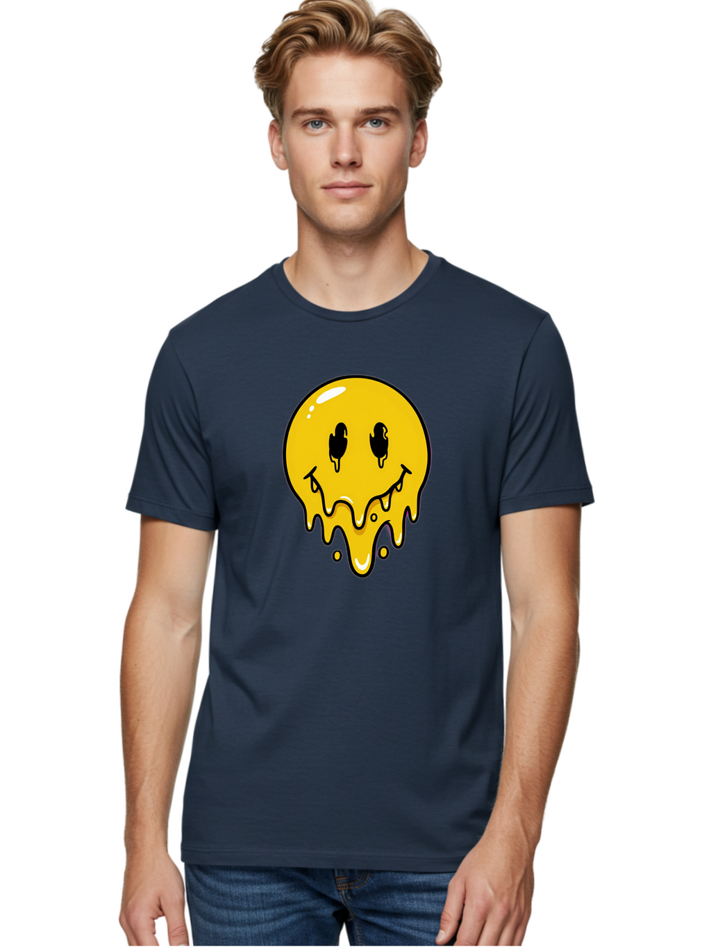 Melting-Smiley-1 Men'S Graphic Tee, 100% Cotton, Comfortable Casual Summer Wear, Machine Washable, Vintage Camera, Old Camera, Antique Camera, Black Camera, Classic Photography, Photography Equipment, Nostalgic Device, Film Camera, Camera Art Bam868