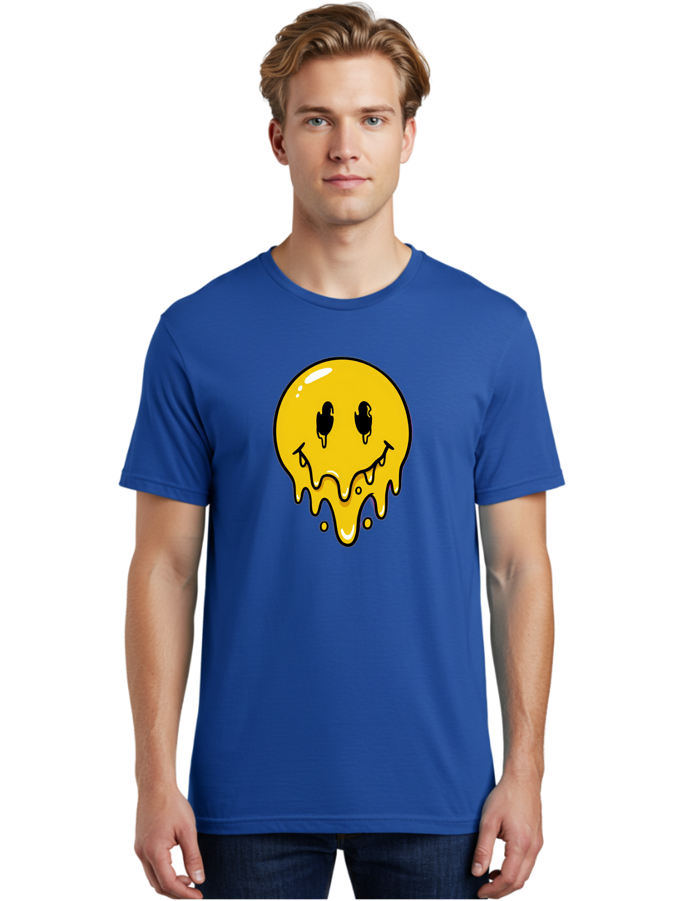 Melting-Smiley-1 Men'S Graphic Tee, 100% Cotton, Comfortable Casual Summer Wear, Machine Washable, Vintage Camera, Old Camera, Antique Camera, Black Camera, Classic Photography, Photography Equipment, Nostalgic Device, Film Camera, Camera Art Bam868