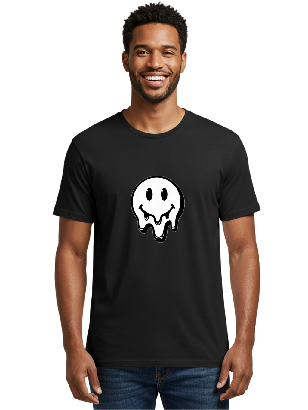 Melting-Smiley-2 Men'S Graphic Tee, 100% Cotton, Comfortable Casual Summer Wear, Machine Washable, Vintage Camera, Old Camera, Antique Camera, Black Camera, Classic Photography, Photography Equipment, Nostalgic Device, Film Camera, Camera Art Bam869