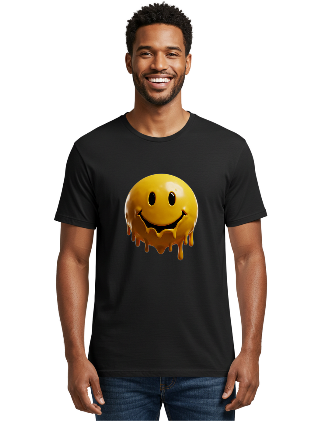 Melting-Smiley-3 Men'S Graphic Tee, 100% Cotton, Comfortable Casual Summer Wear, Machine Washable, Vintage Camera, Old Camera, Antique Camera, Black Camera, Classic Photography, Photography Equipment, Nostalgic Device, Film Camera, Camera Art Bam870